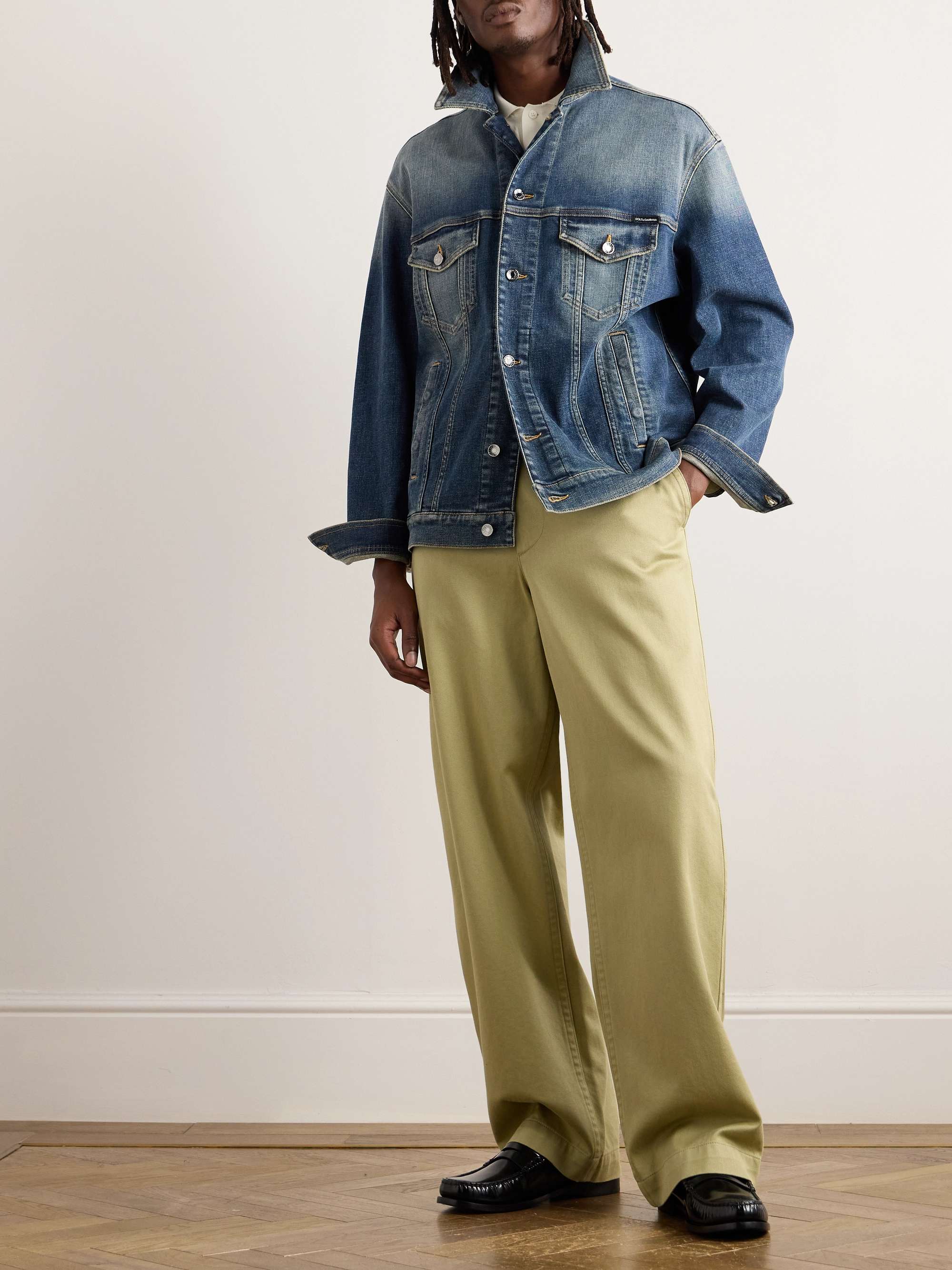 Logo-Appliquéd Washed-Denim Jacket view