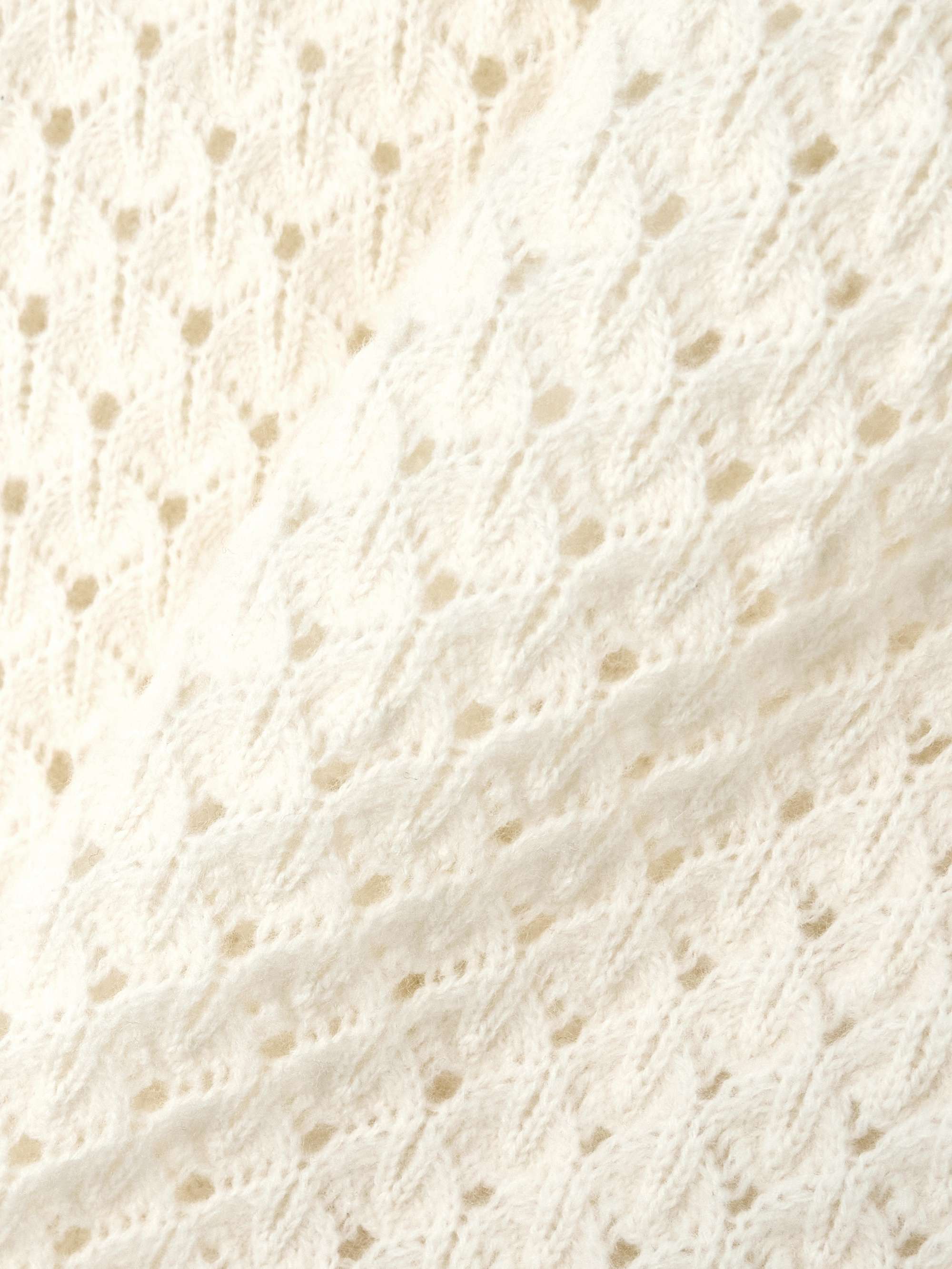 Scalloped ruffled pointelle-knit wool and cashmere-blend top view