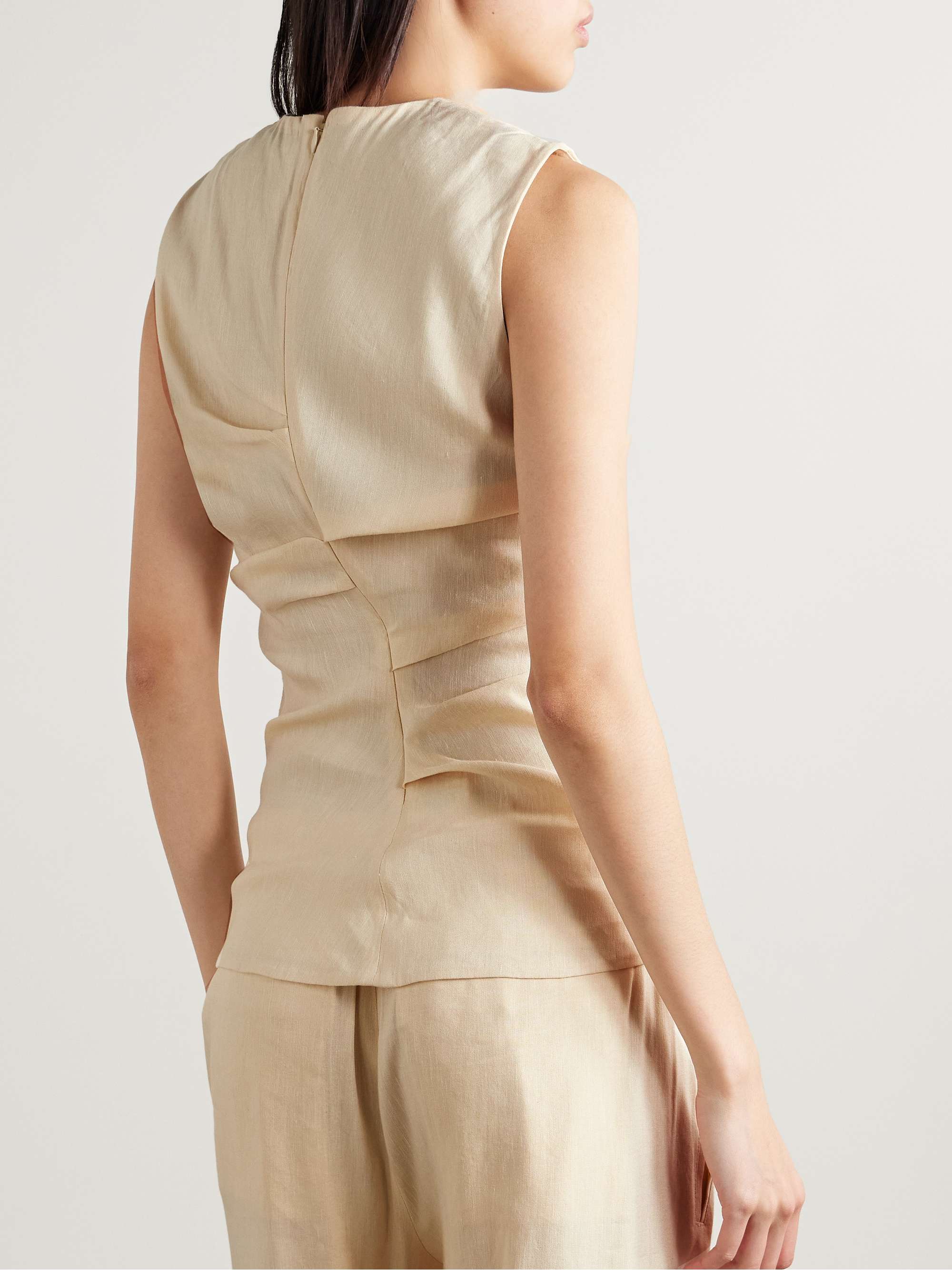 Anoushka ruched linen-blend tank view
