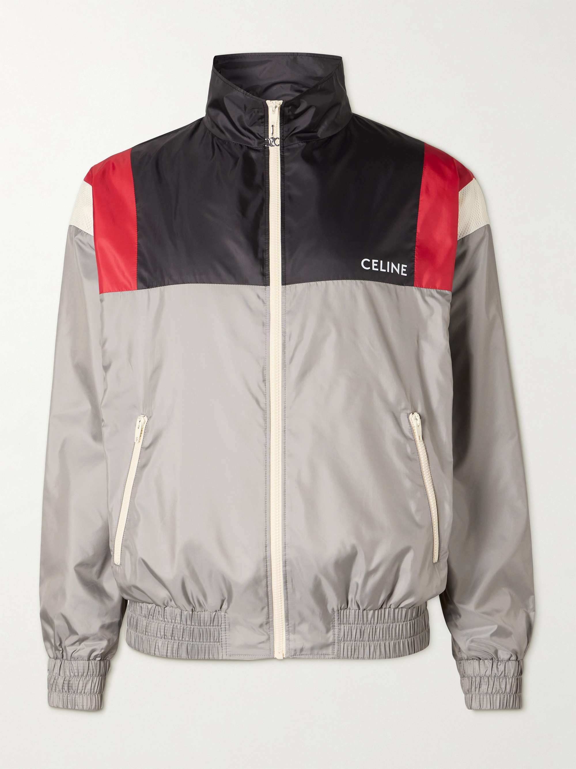 Logo-Print Mesh-Trimmed Colour-Block Nylon Track Jacket view