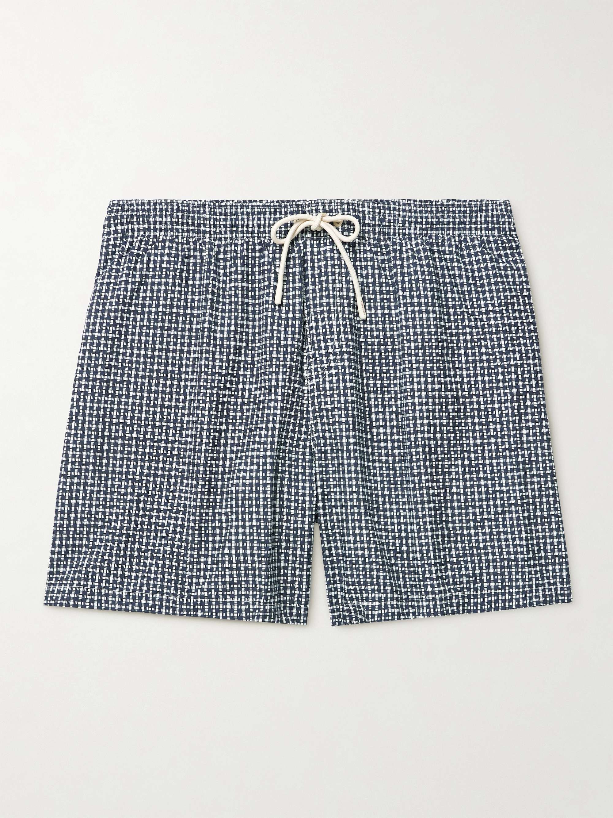 Daneu Straight-Leg Mid-Length Checked Swim Shorts view