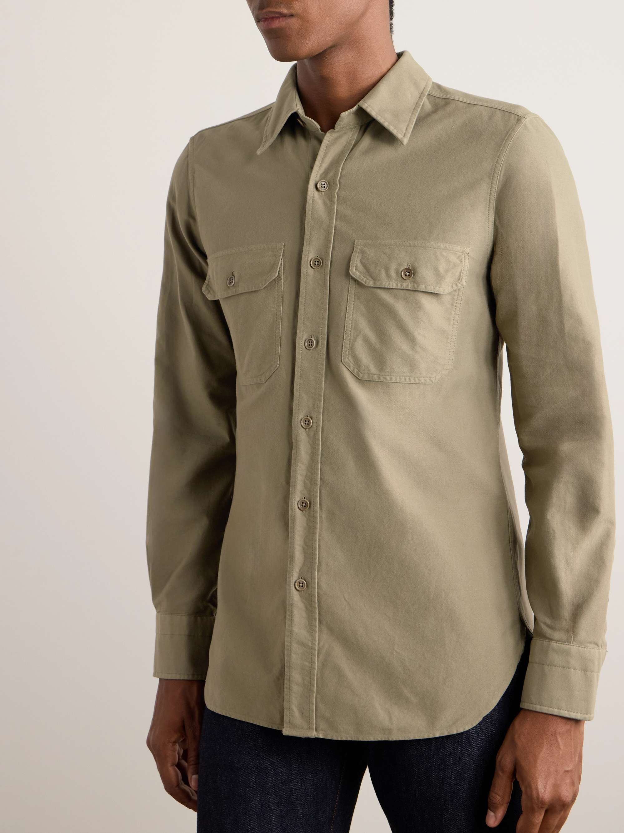 Slim-Fit Cotton-Moleskin Shirt view