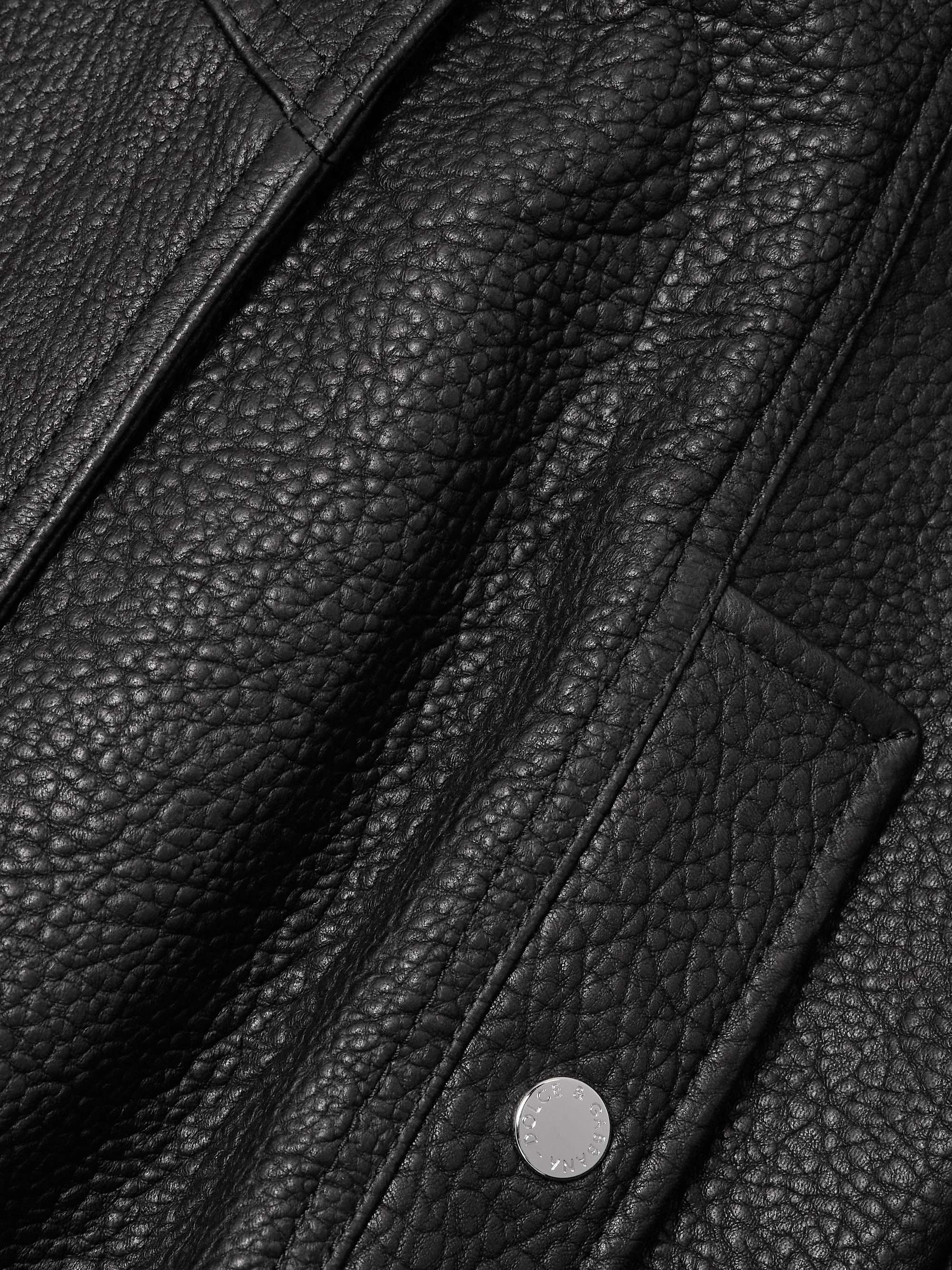 Oversized textured-leather biker jacket view