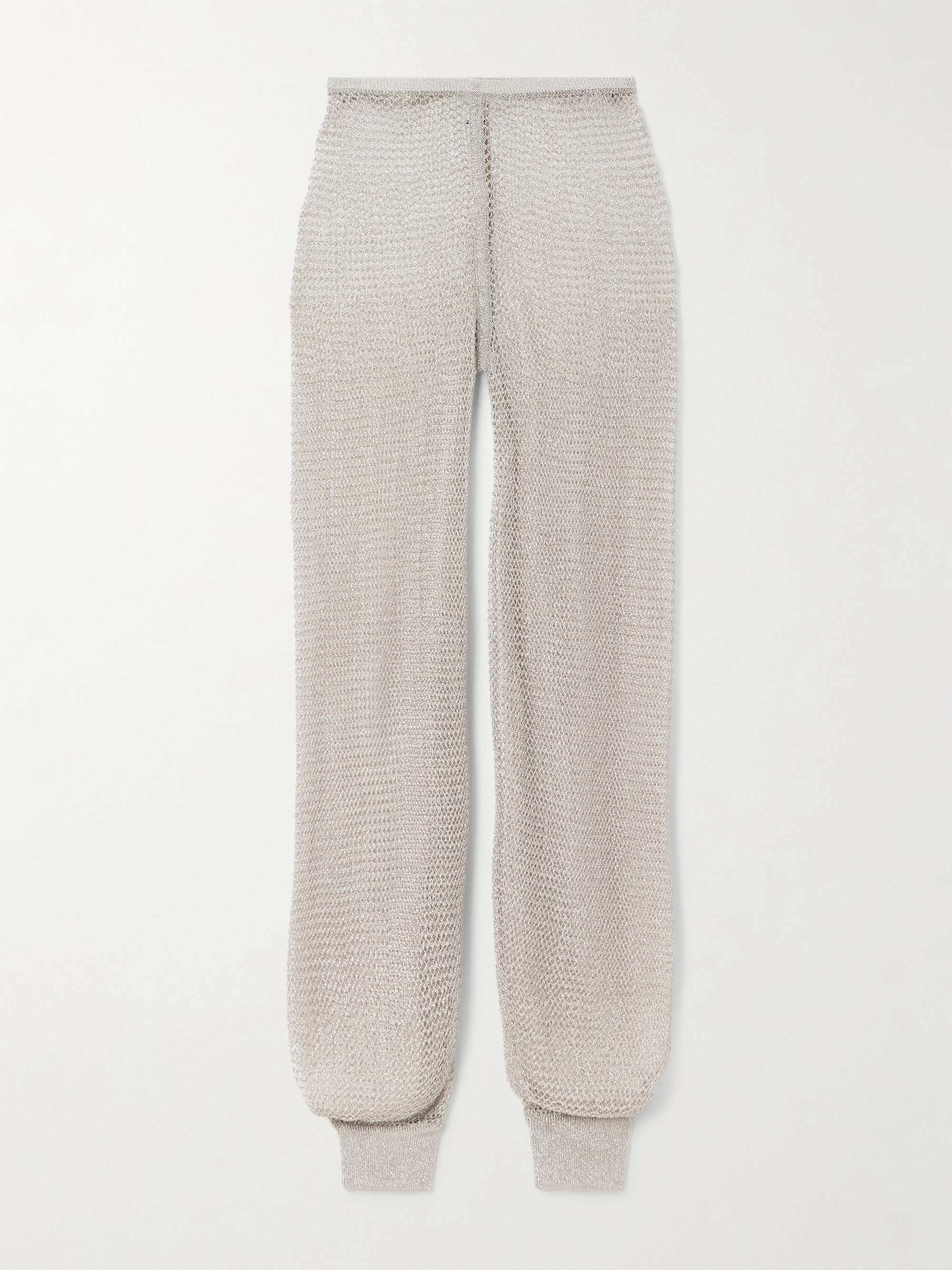 Metallic open-knit wide-leg pants view