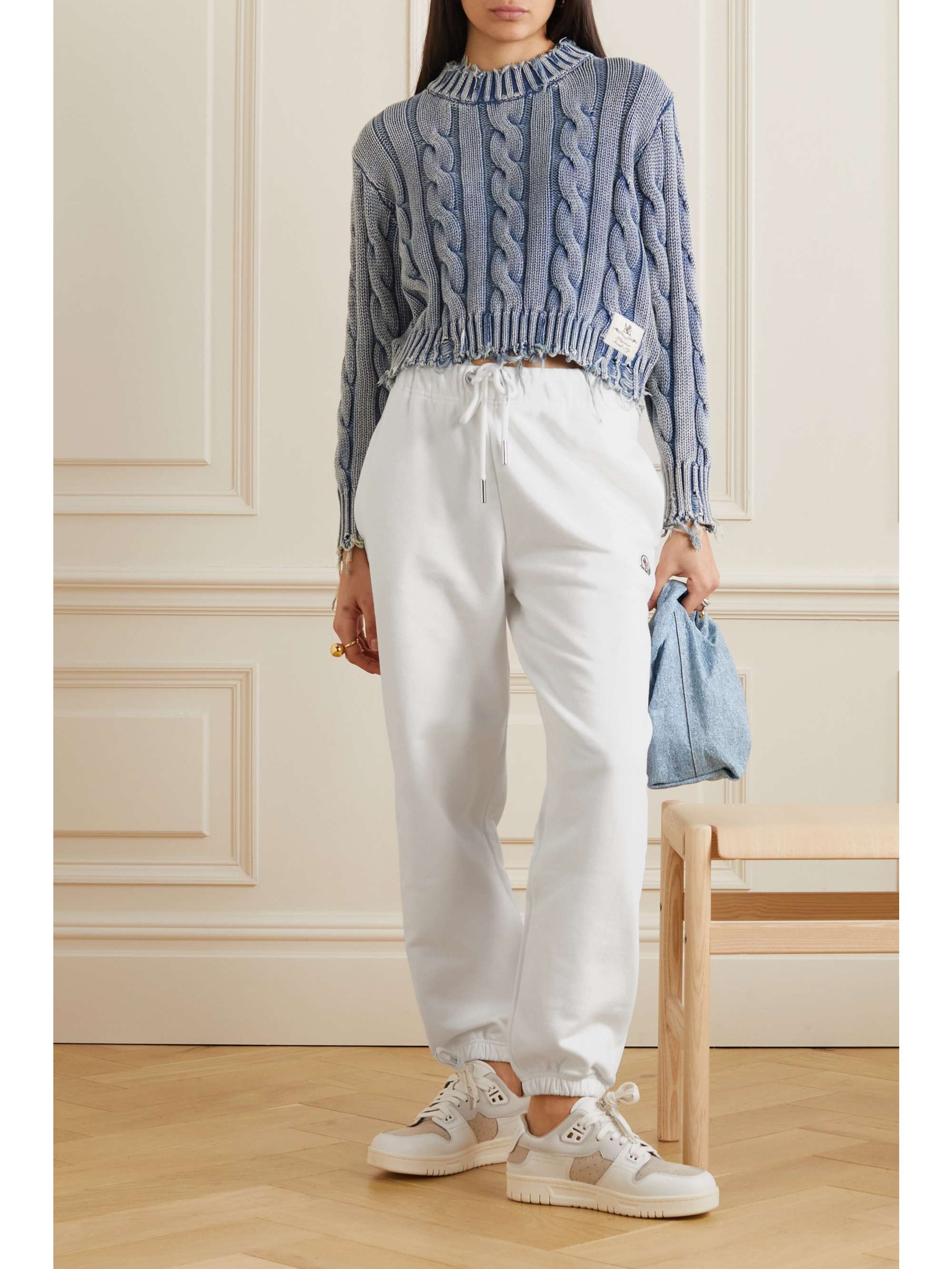 Tapered cotton-jersey track pants view