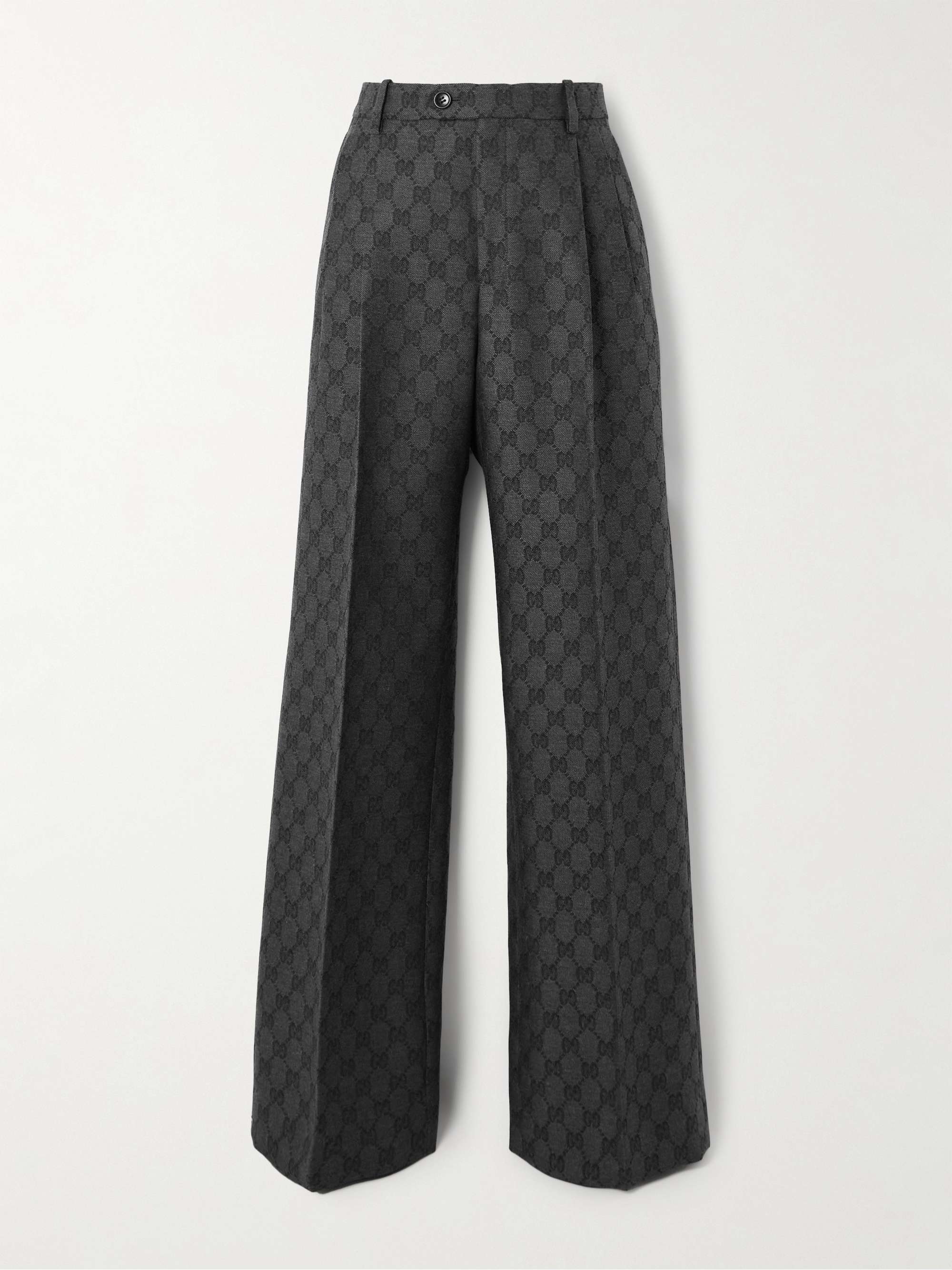 Pleated wool-jacquard wide-leg pants view
