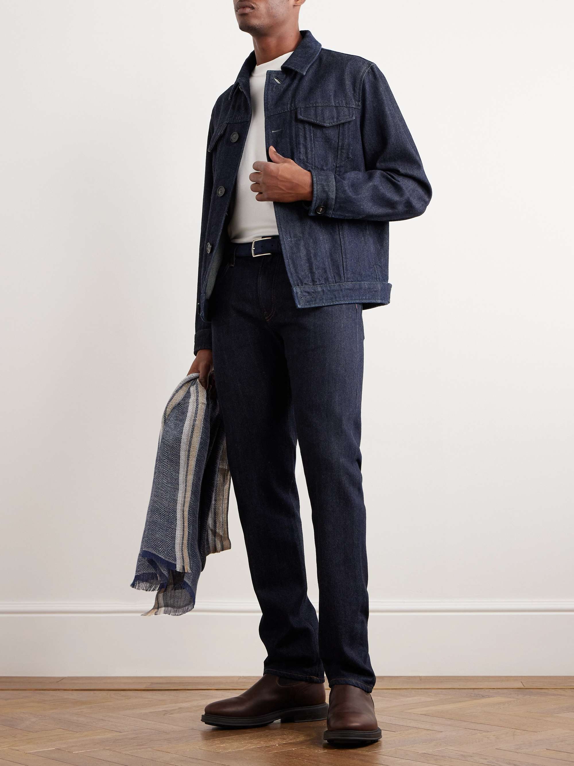 Cotton and Cashmere-Blend Denim Jacket view