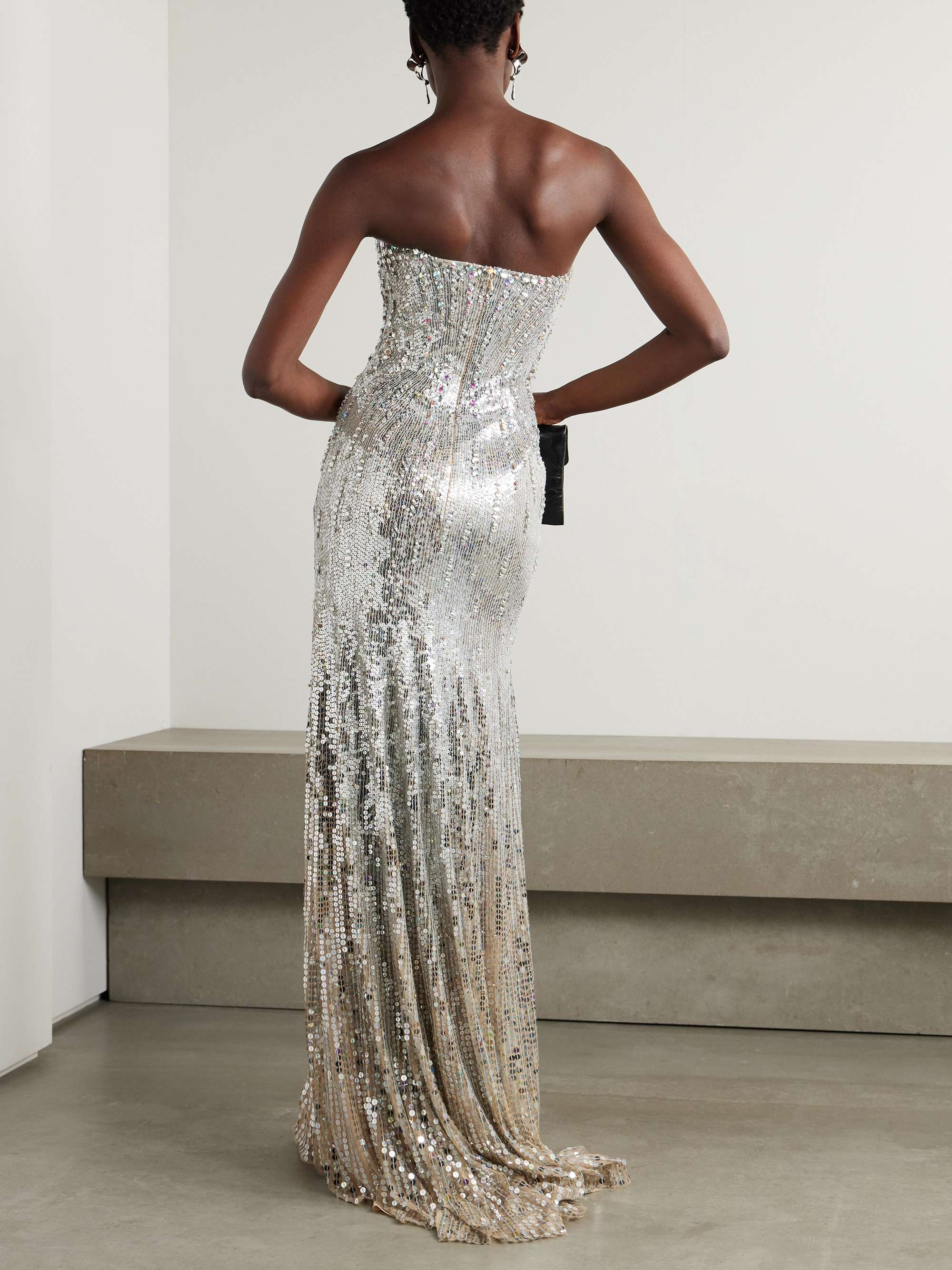 Sarai strapless crystal and sequin-embellished tulle gown view