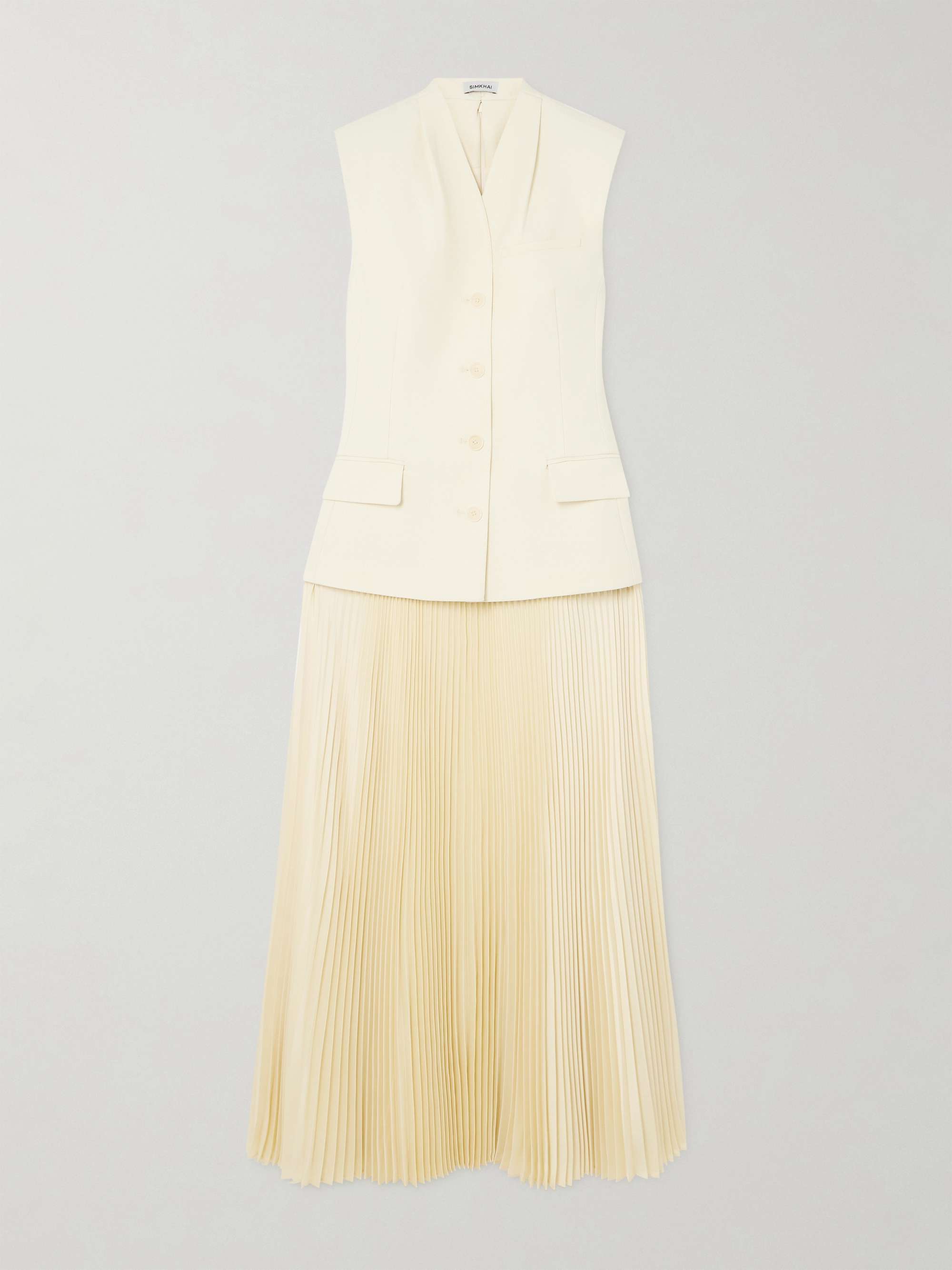 Georgina bouclé and pleated satin-twill midi dress view