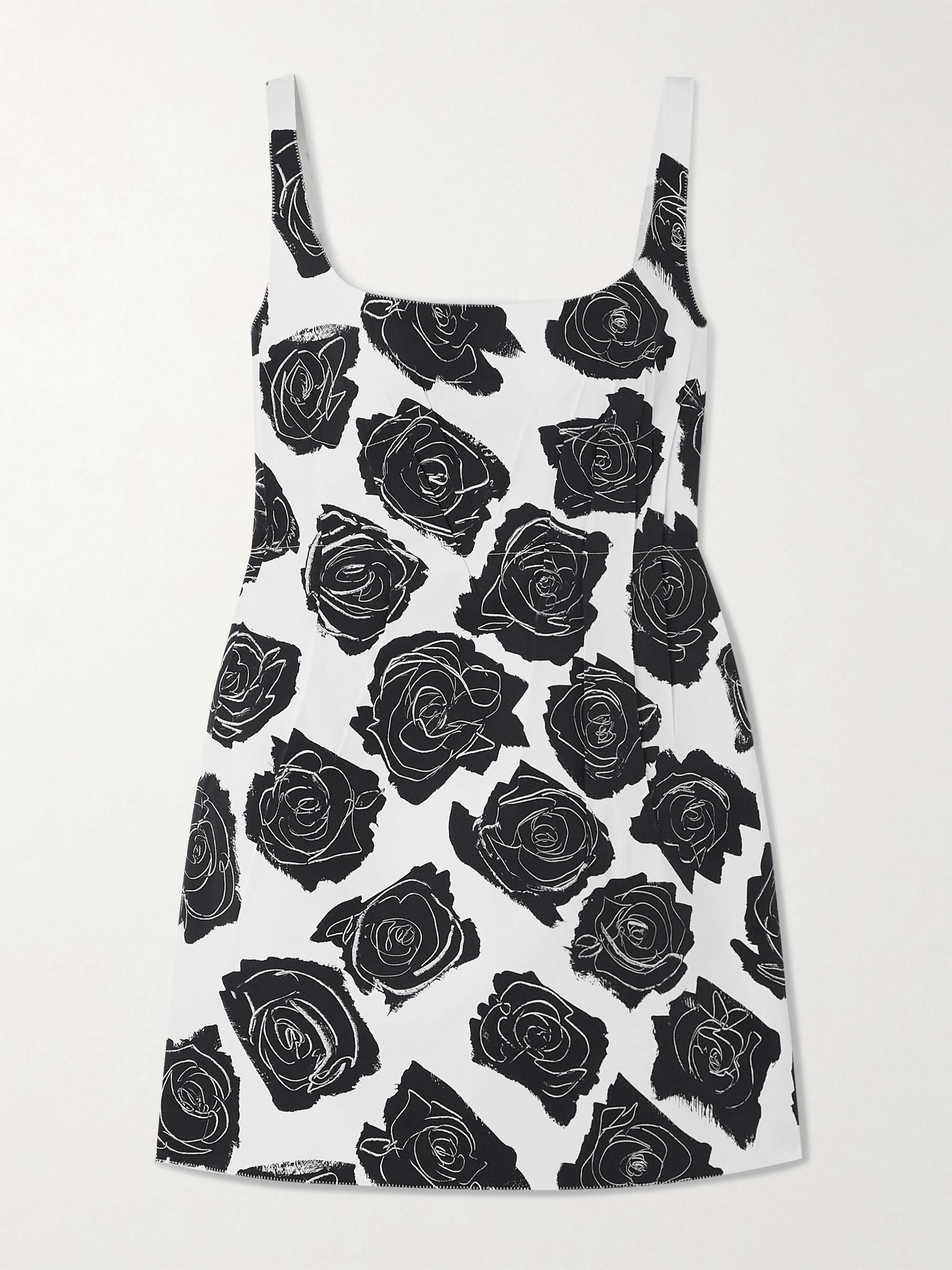 Pleated floral-print cotton-poplin mini dress view