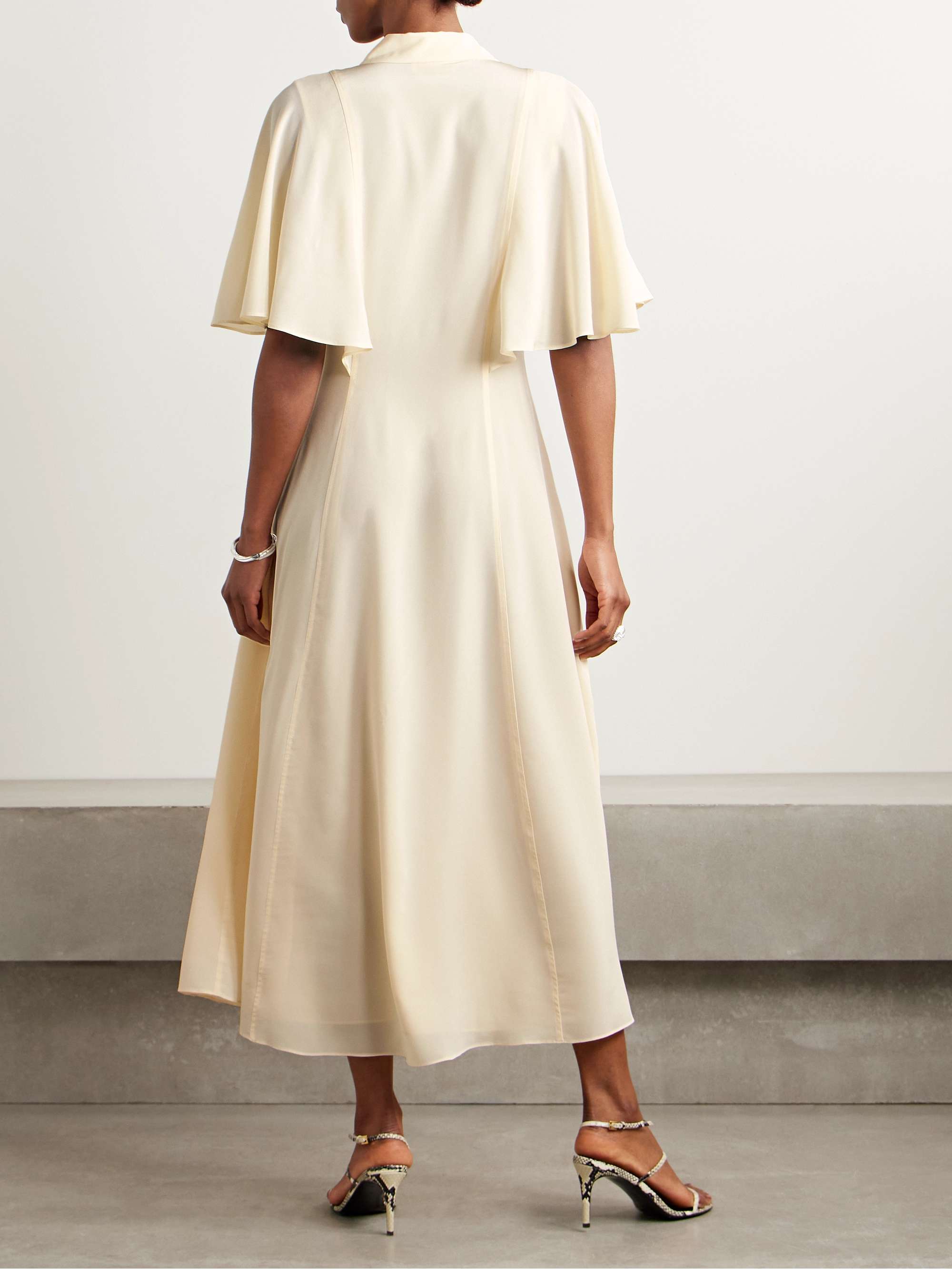 Silhouette silk crepe de chine midi shirt dress view