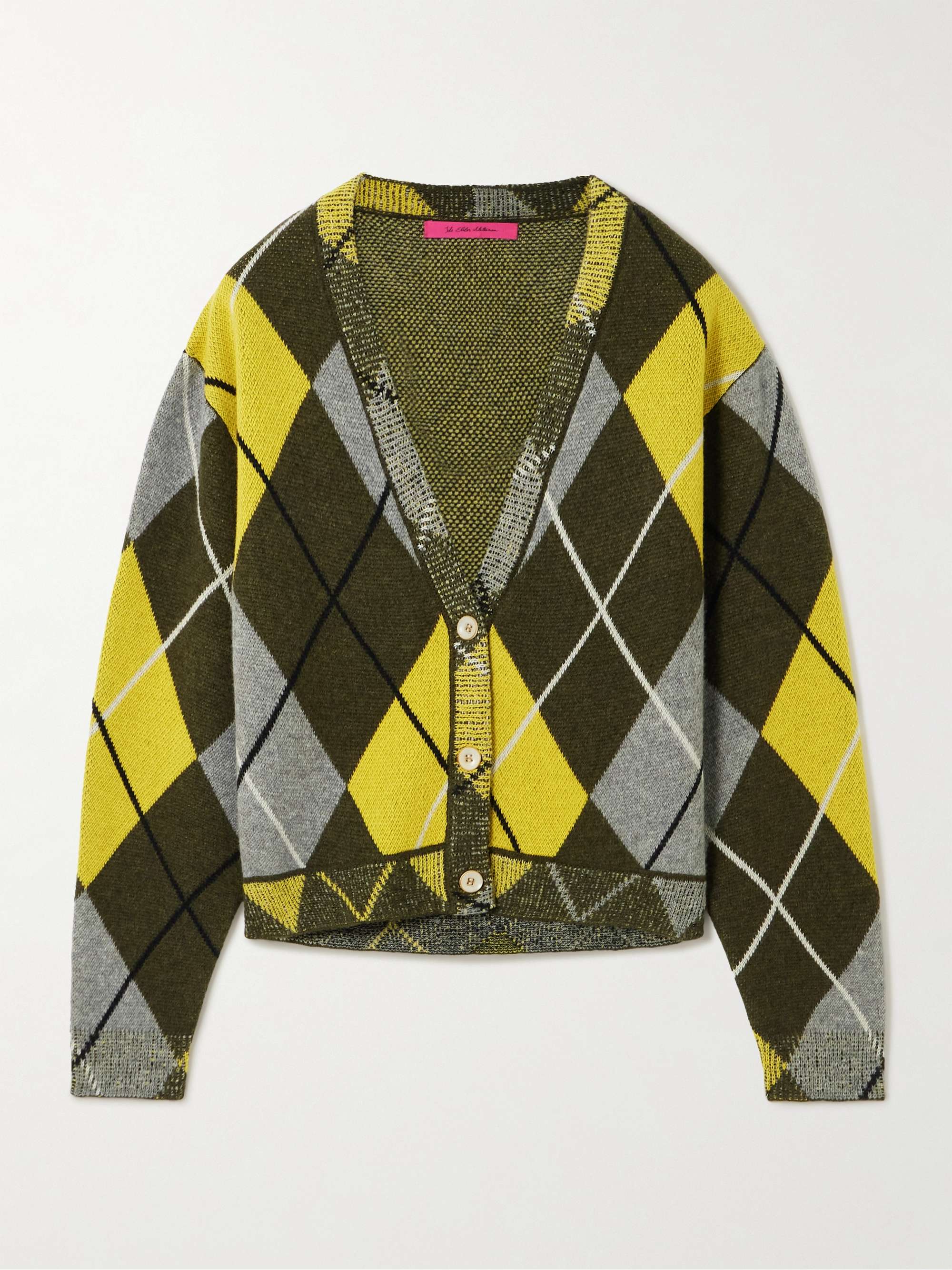 Argyle cashmere-jacquard cardigan view