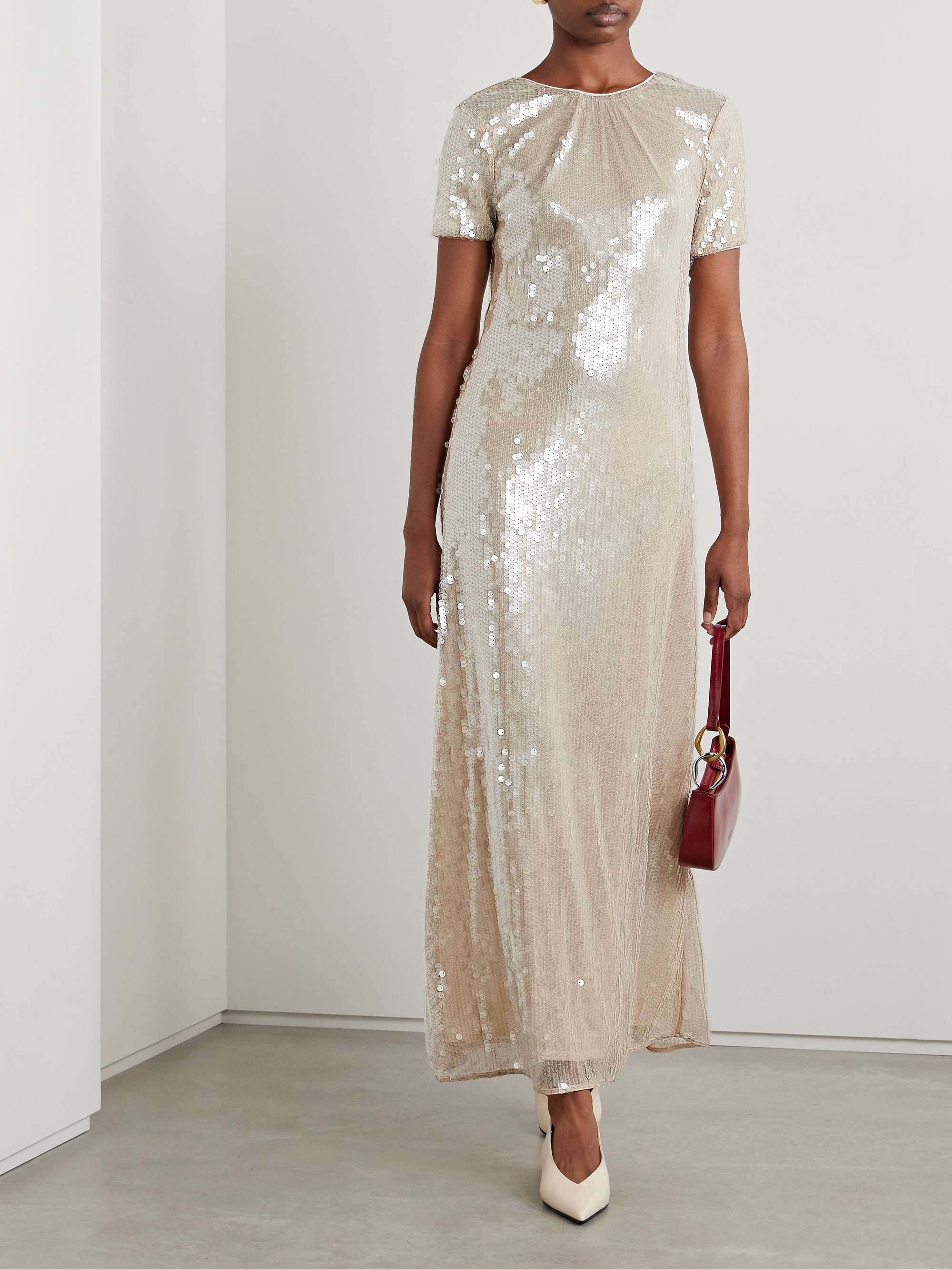 Safi gathered sequined tulle maxi dress view