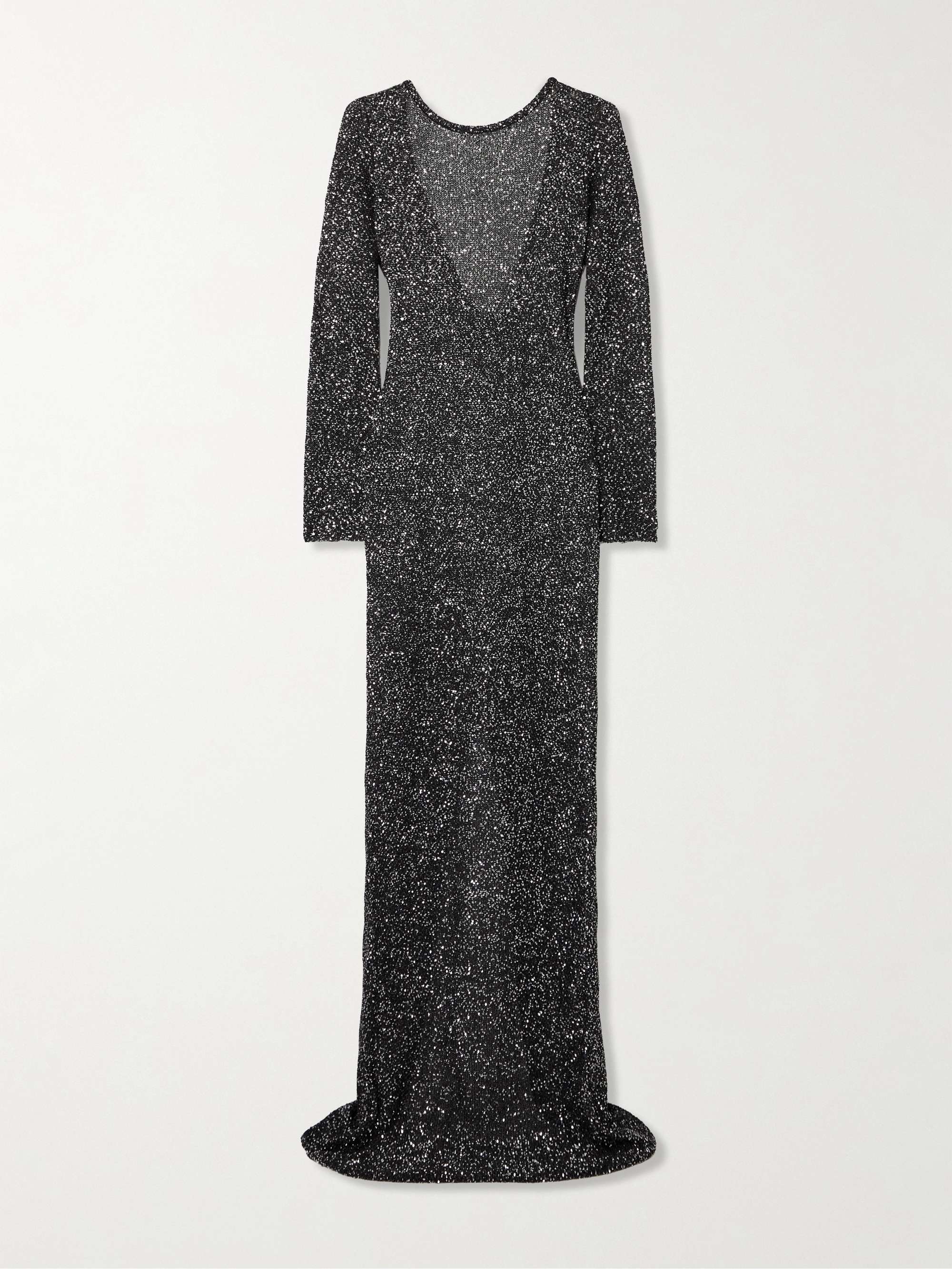 Open-back sequin-embellished knitted maxi dress view