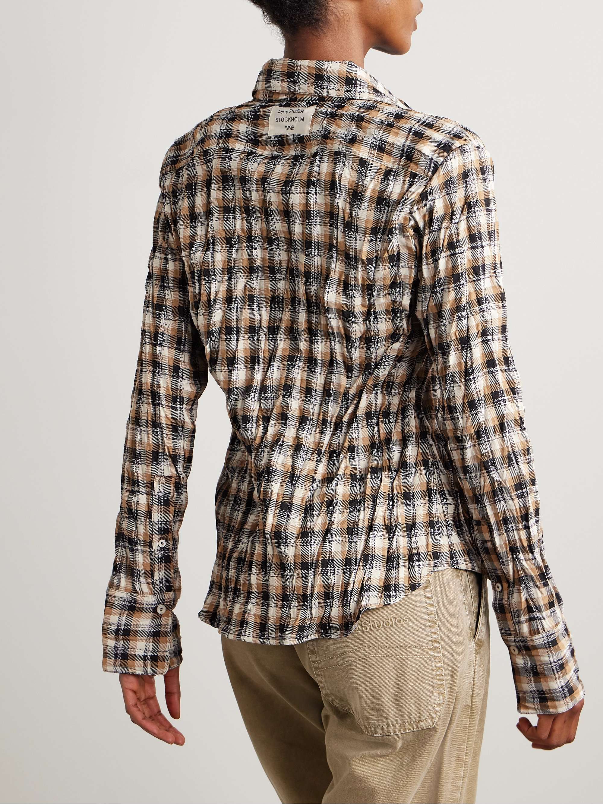 Checked crinkled-twill shirt view