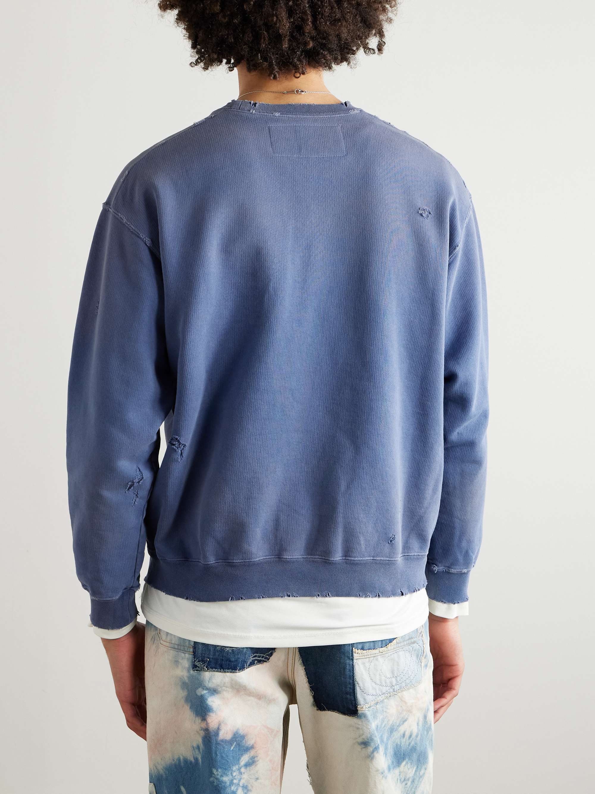 Savage Printed Distressed Cotton-Jersey Sweatshirt view