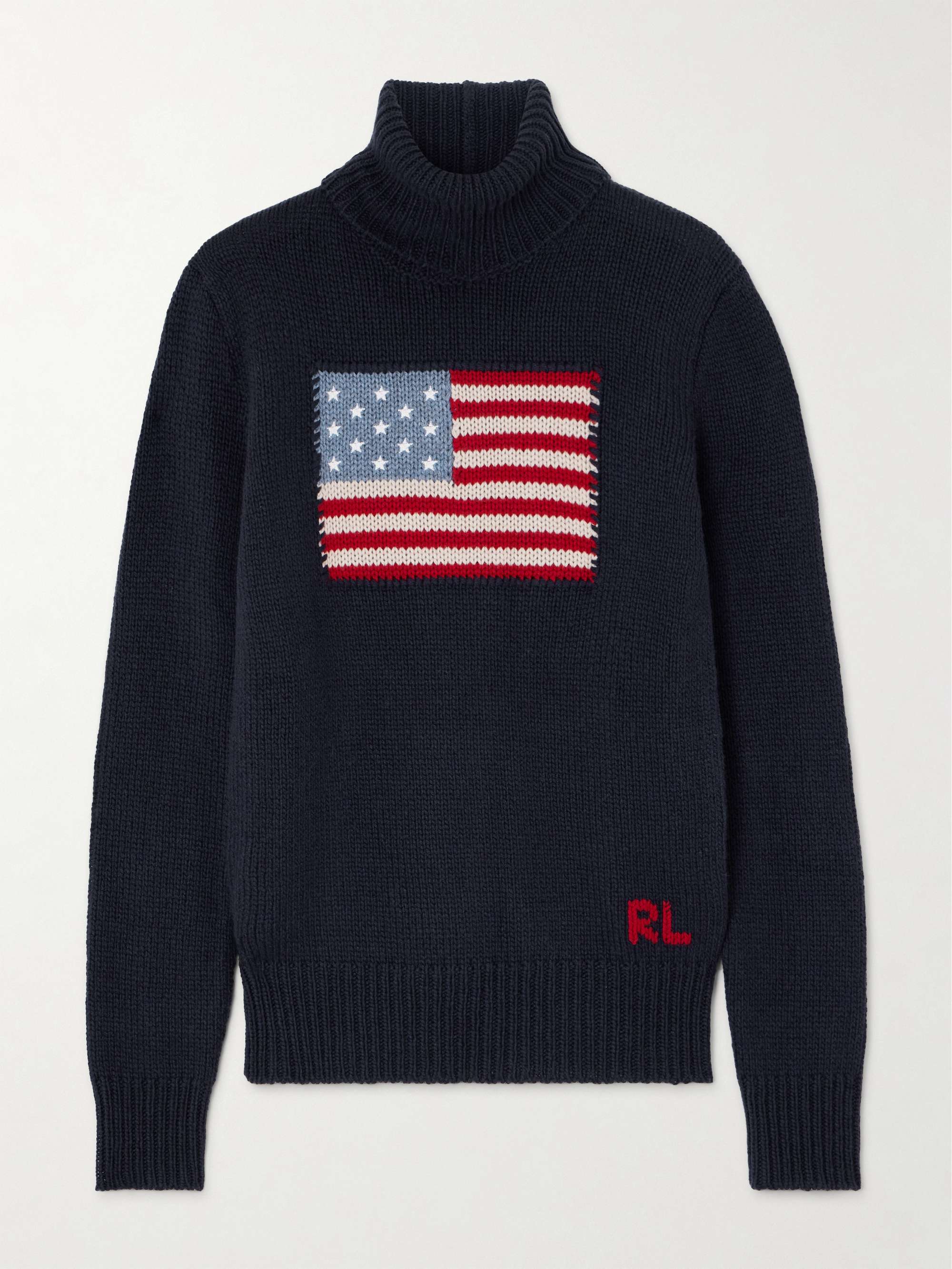 Embroidered intarsia cashmere turtleneck sweater view