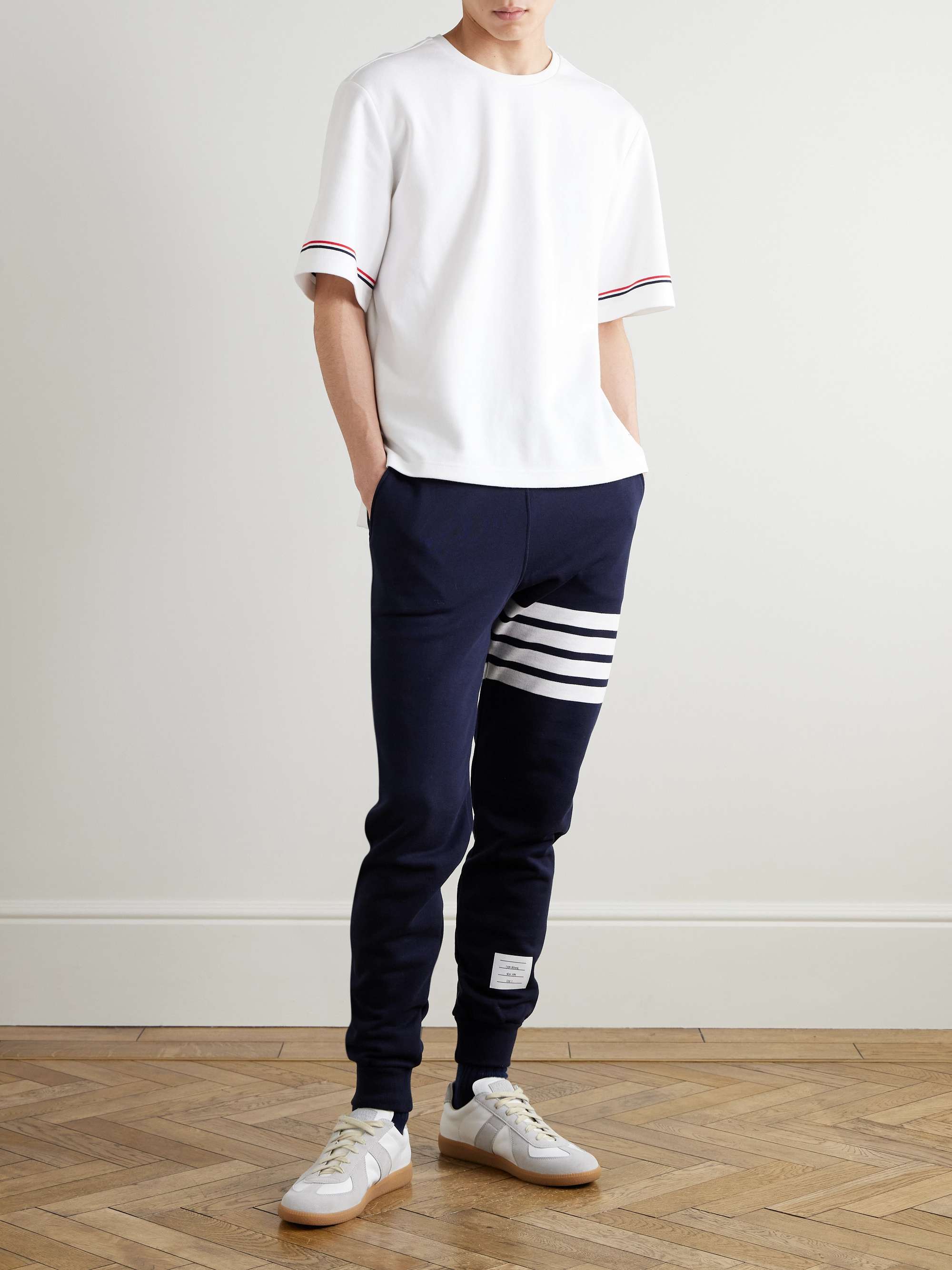 Tapered Striped Loopback Cotton-Jersey Sweatpants view