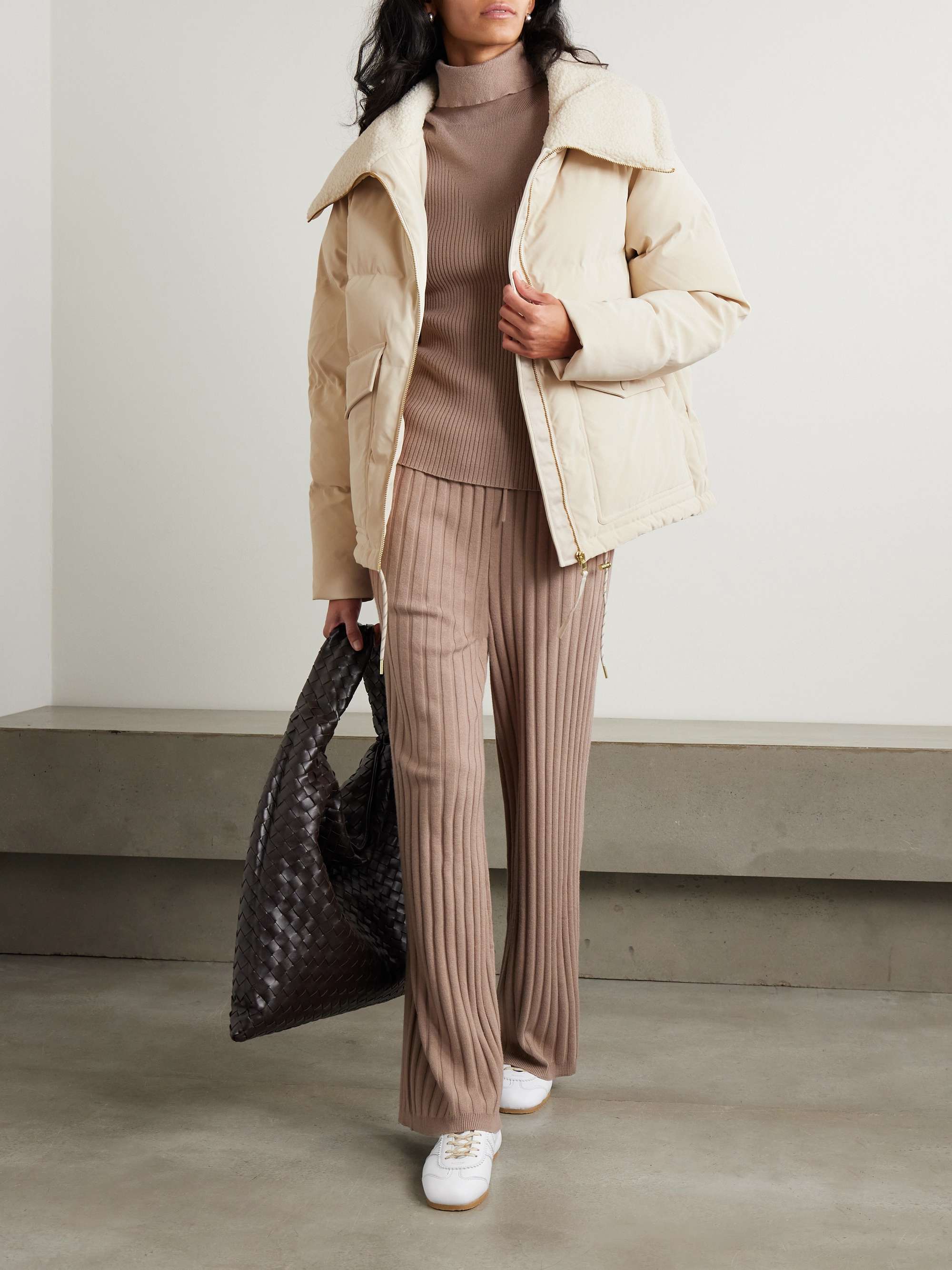 Roseville faux shearling-trimmed faux nubuck down jacket view