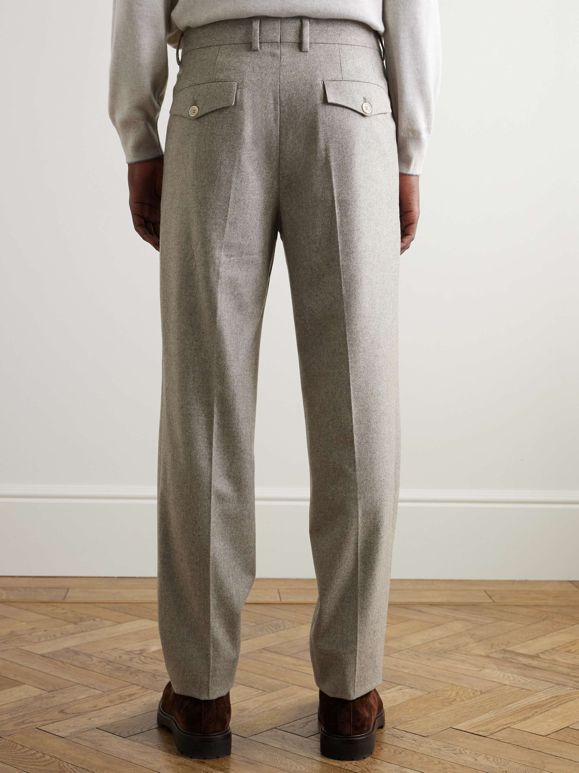 Tapered Pleated Virgin Wool Trousers view
