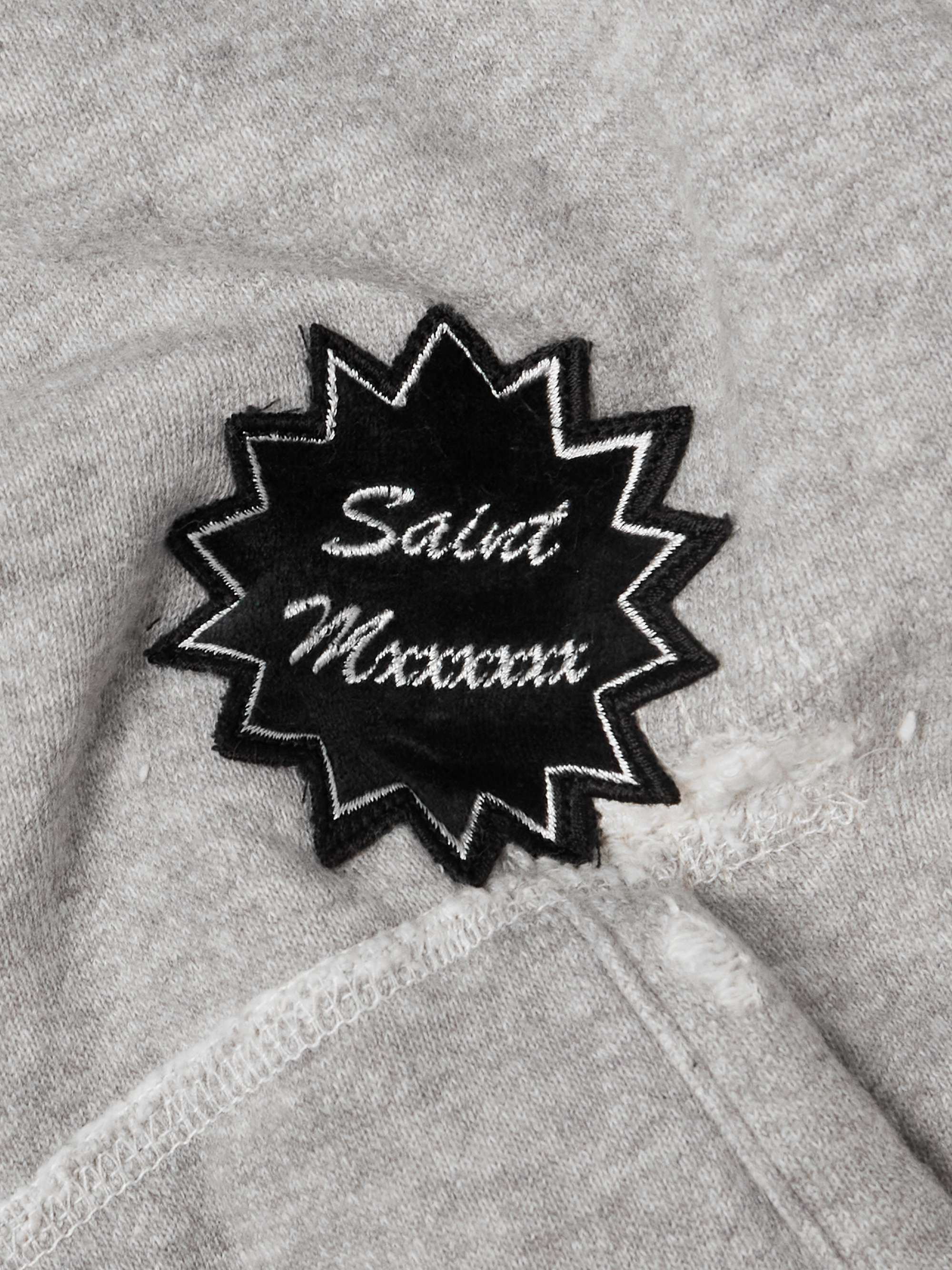 Logo-Appliquèd Distressed Cotton-Jersey Hoodie view