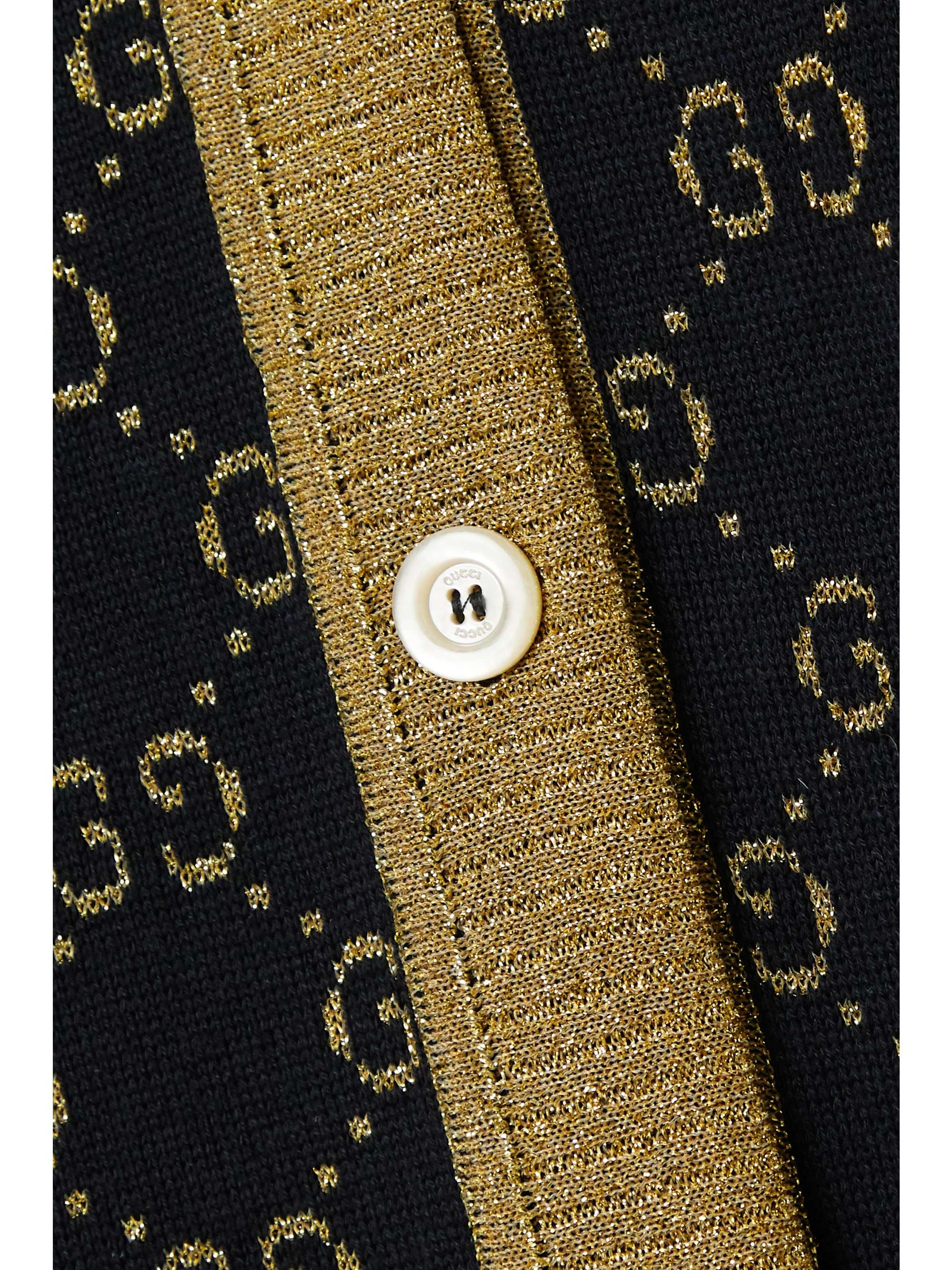 Metallic jacquard-knit cotton-blend cardigan view