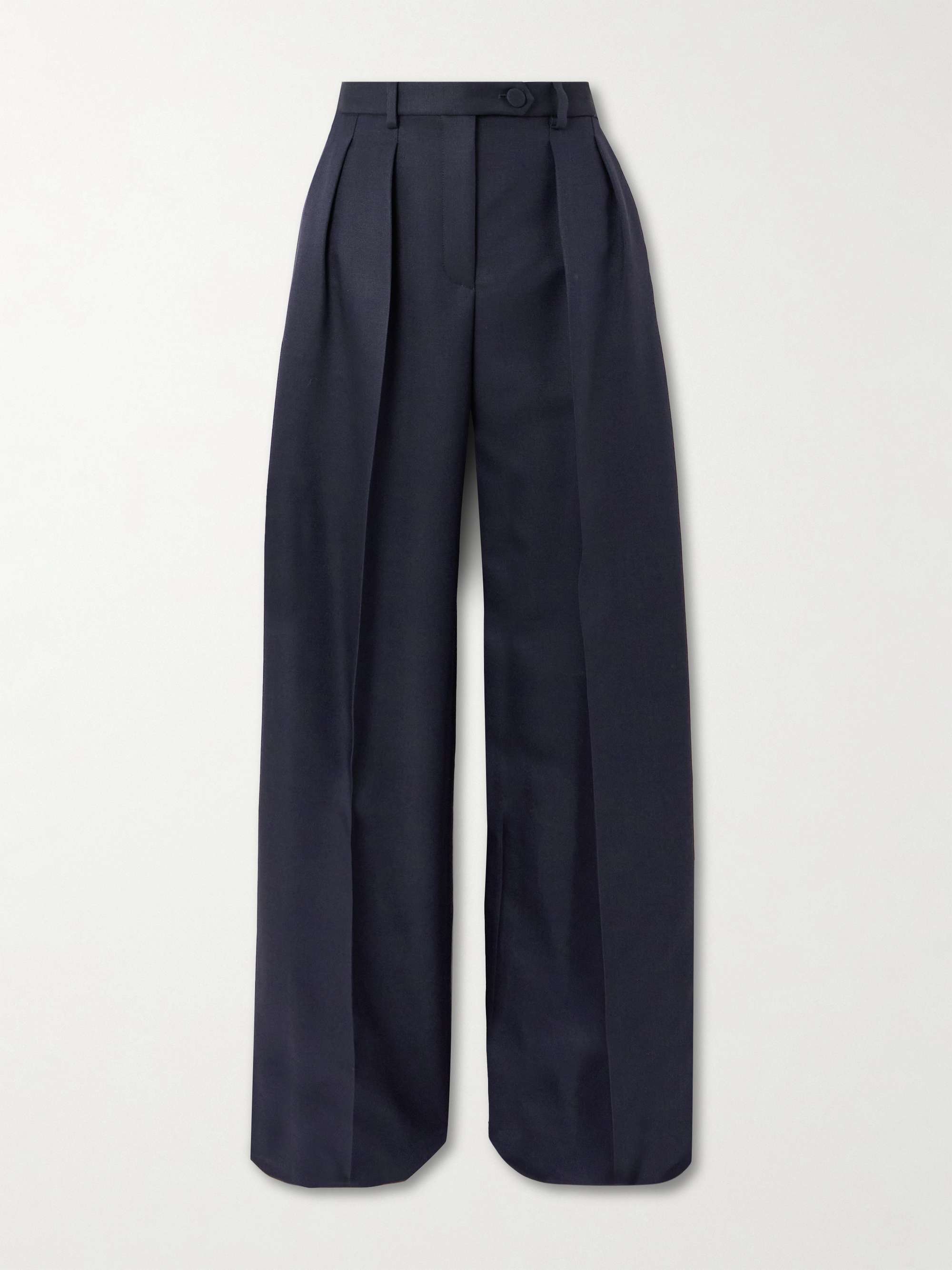 Devin pleated wool and silk-blend wide-leg pants view