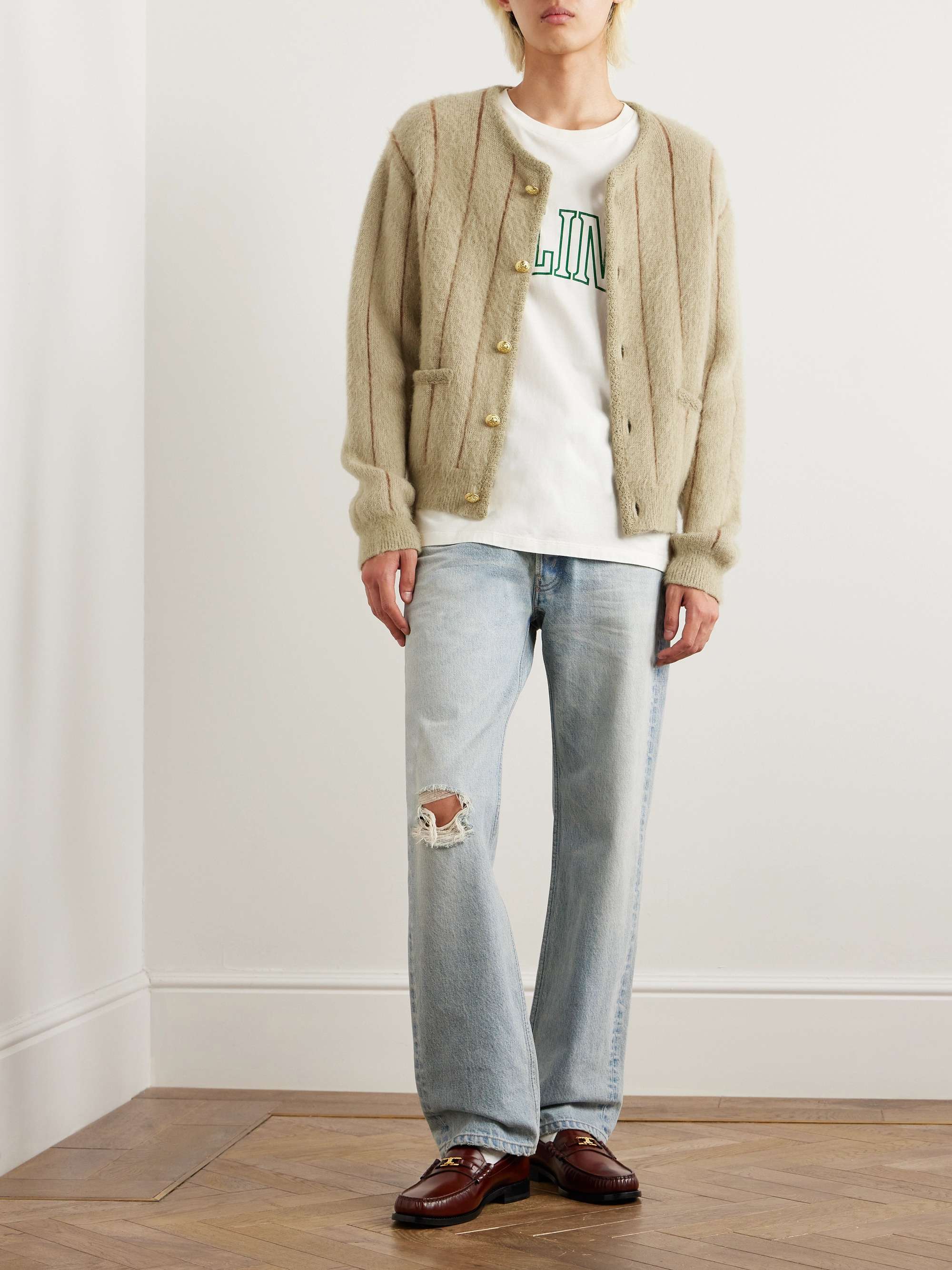 Striped Mohair-Blend Cardigan view