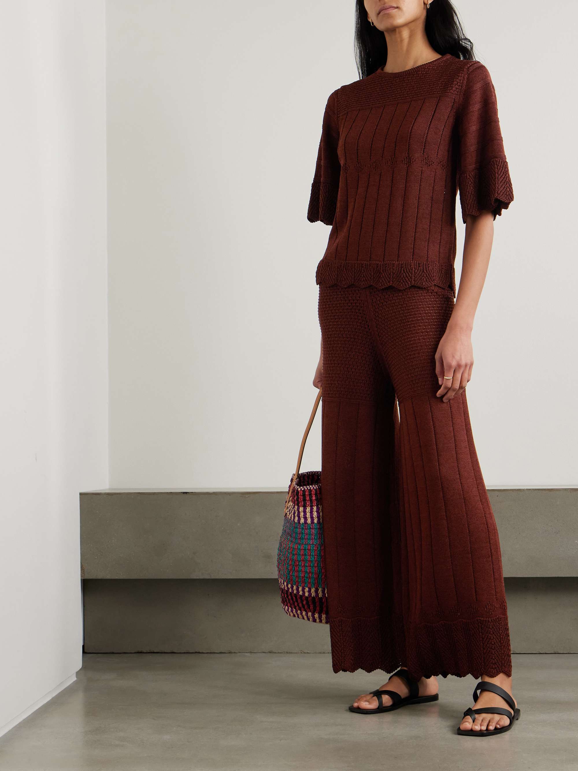 Chimère Récit open-knit cotton-blend wide-leg pants view