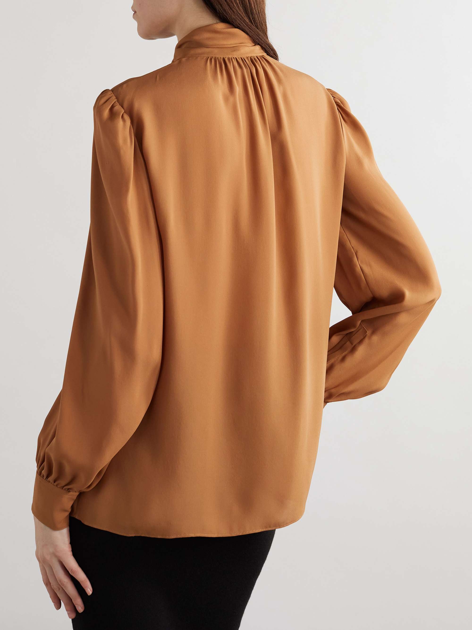 Pussy-bow silk shirt view