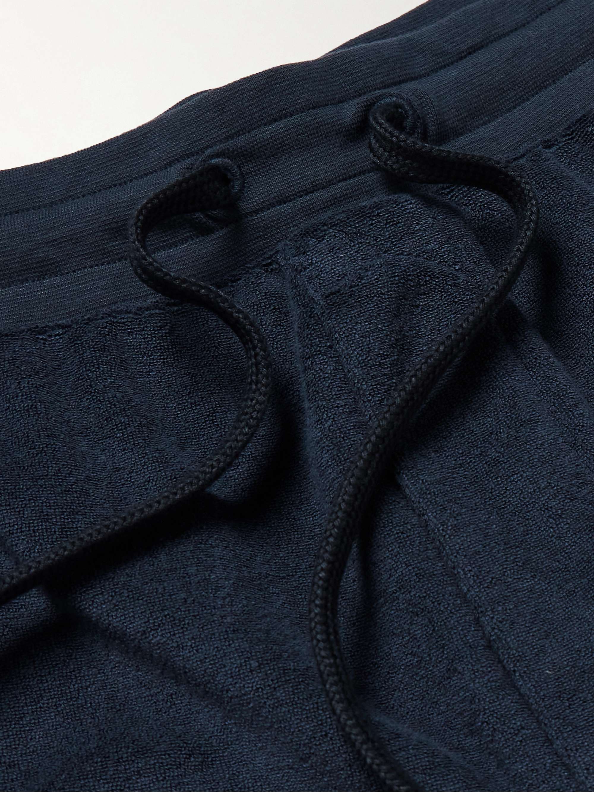 Straight-Leg Webbing-Trimmed Cotton-Blend Terry Drawstring Shorts view