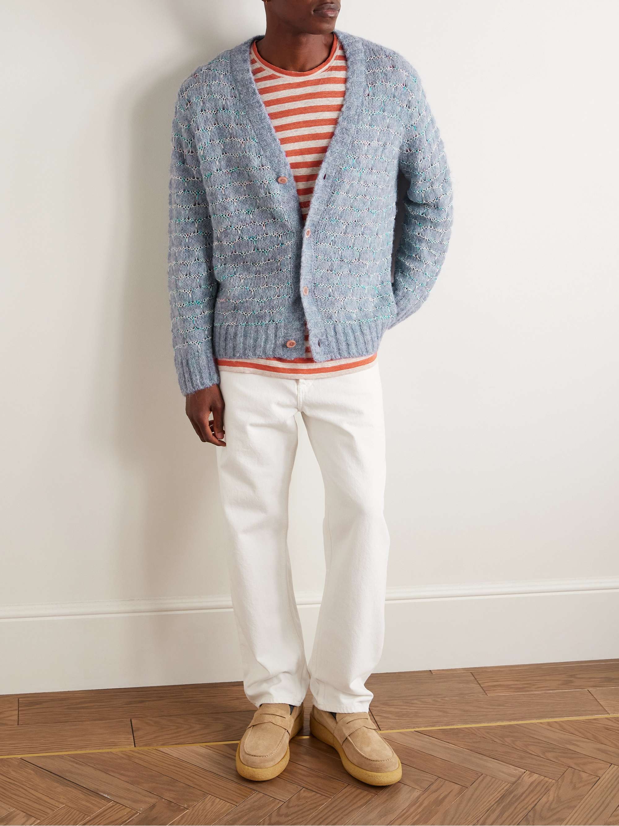 Raga Space-Dyed Open-Knit Alpaca-Blend Cardigan view