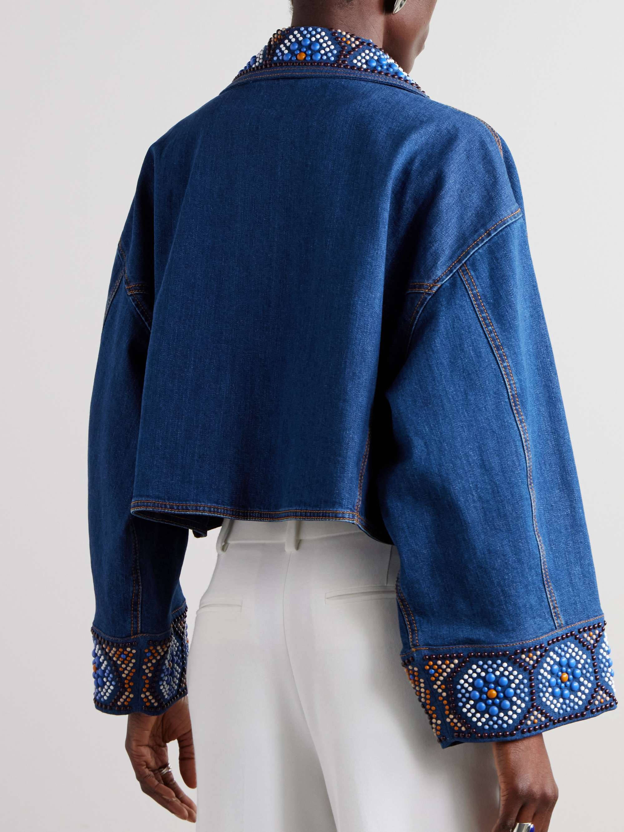 Bead-embellished denim jacket view