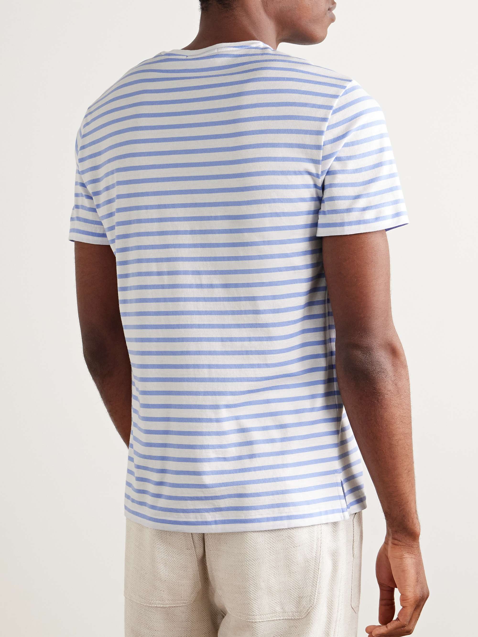 Logo-Embroidered Striped Cotton-Lisle T-Shirt view