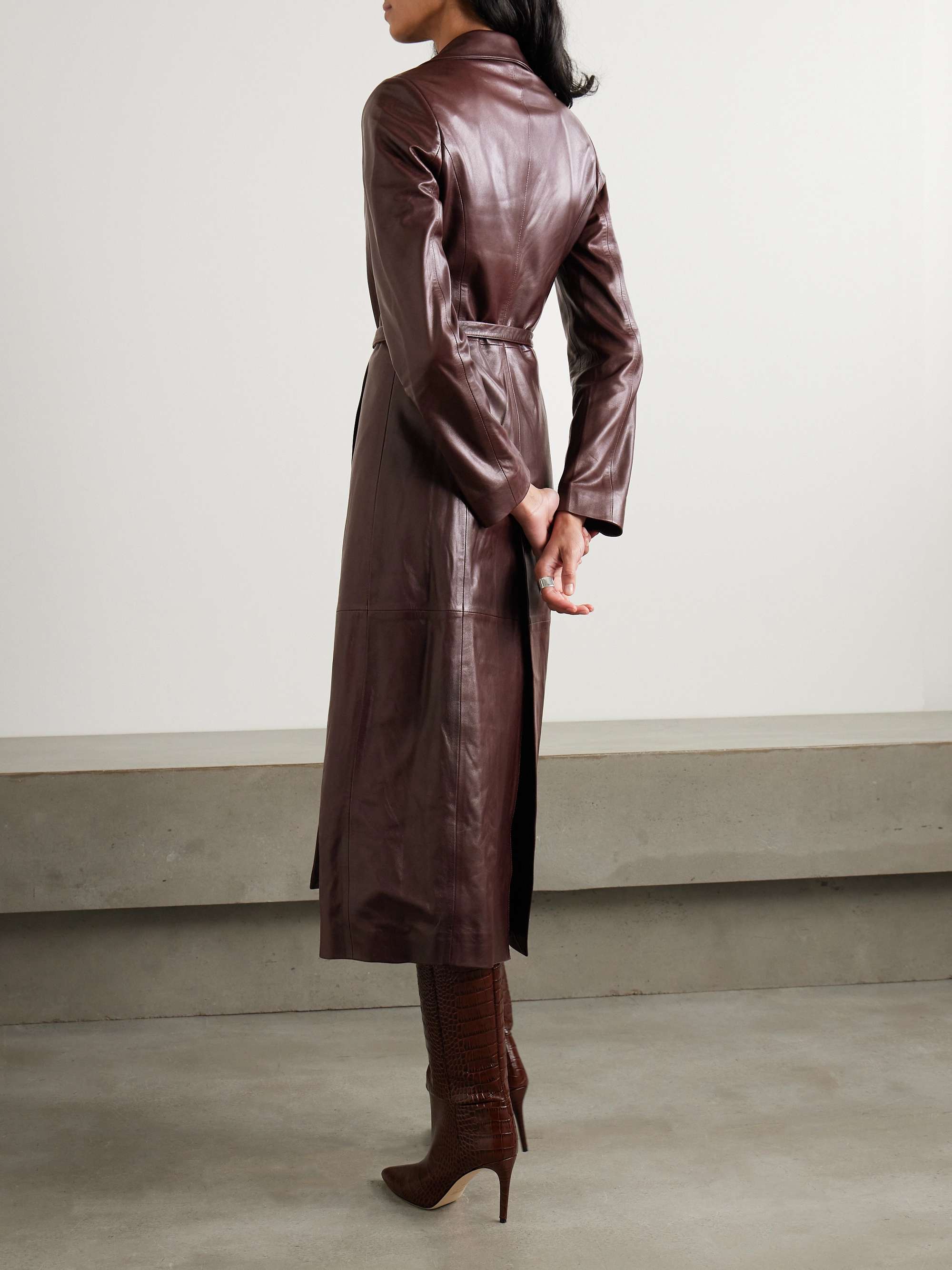Tamara belted paneled leather coat view