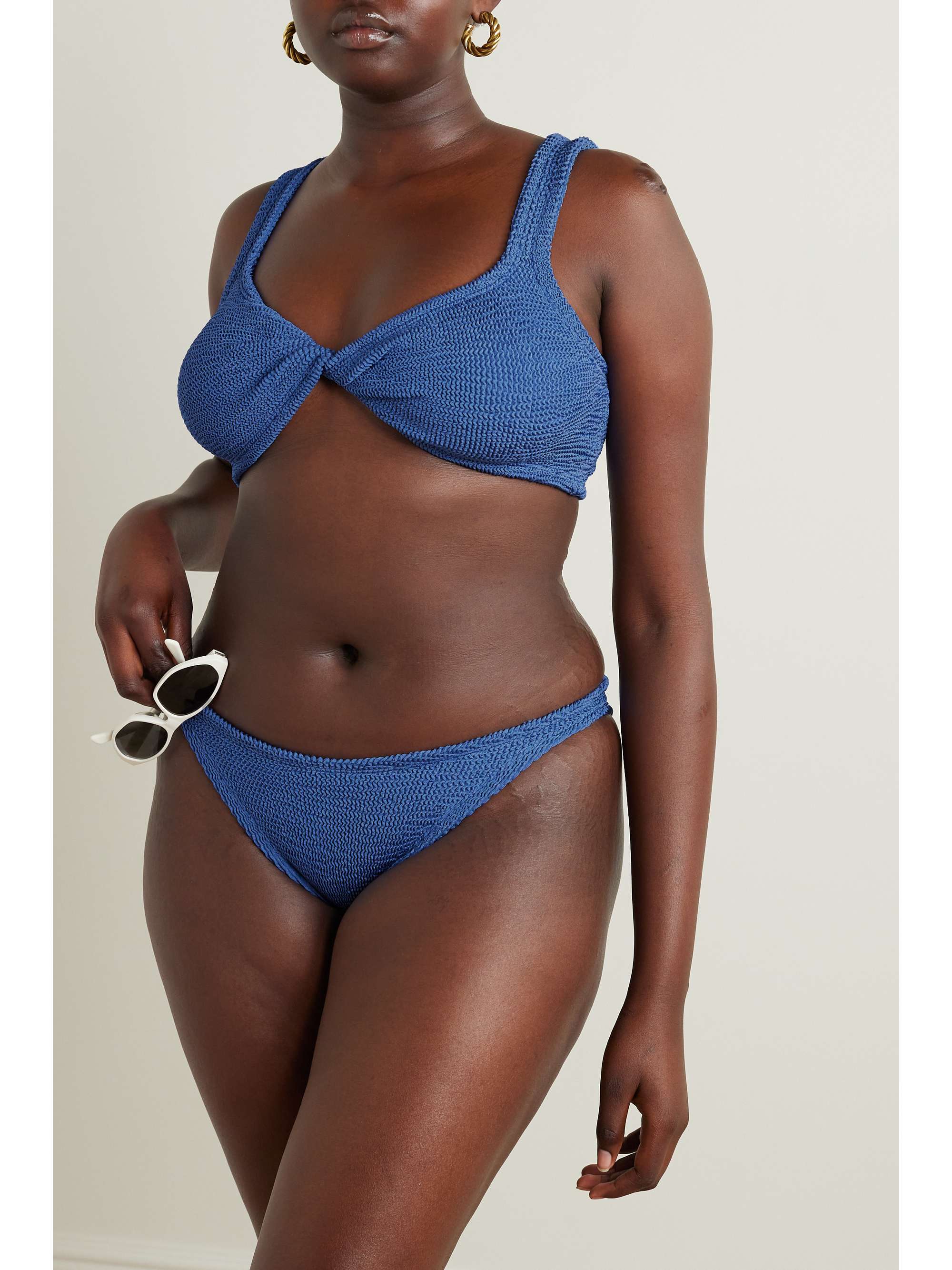 Juno twist-front metallic seersucker bikini view