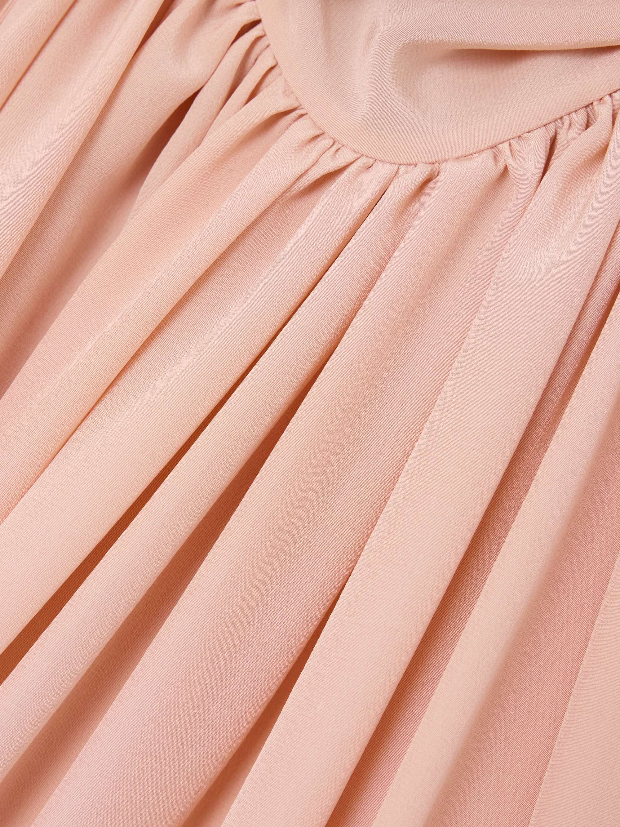 Open-back gathered silk crepe de chine mini dress view