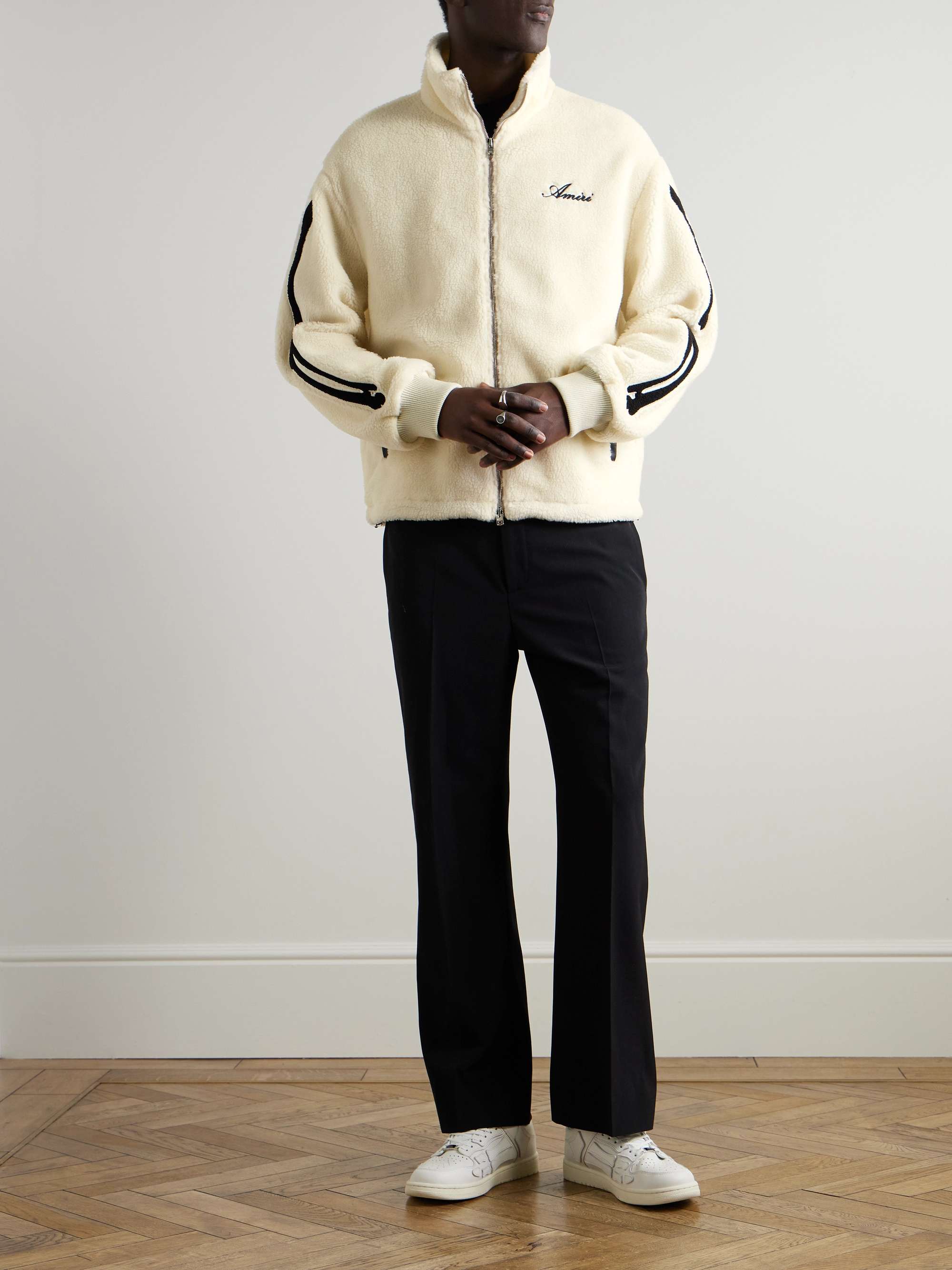 Bones Appliquéd Logo-Embroidered Fleece Jacket view