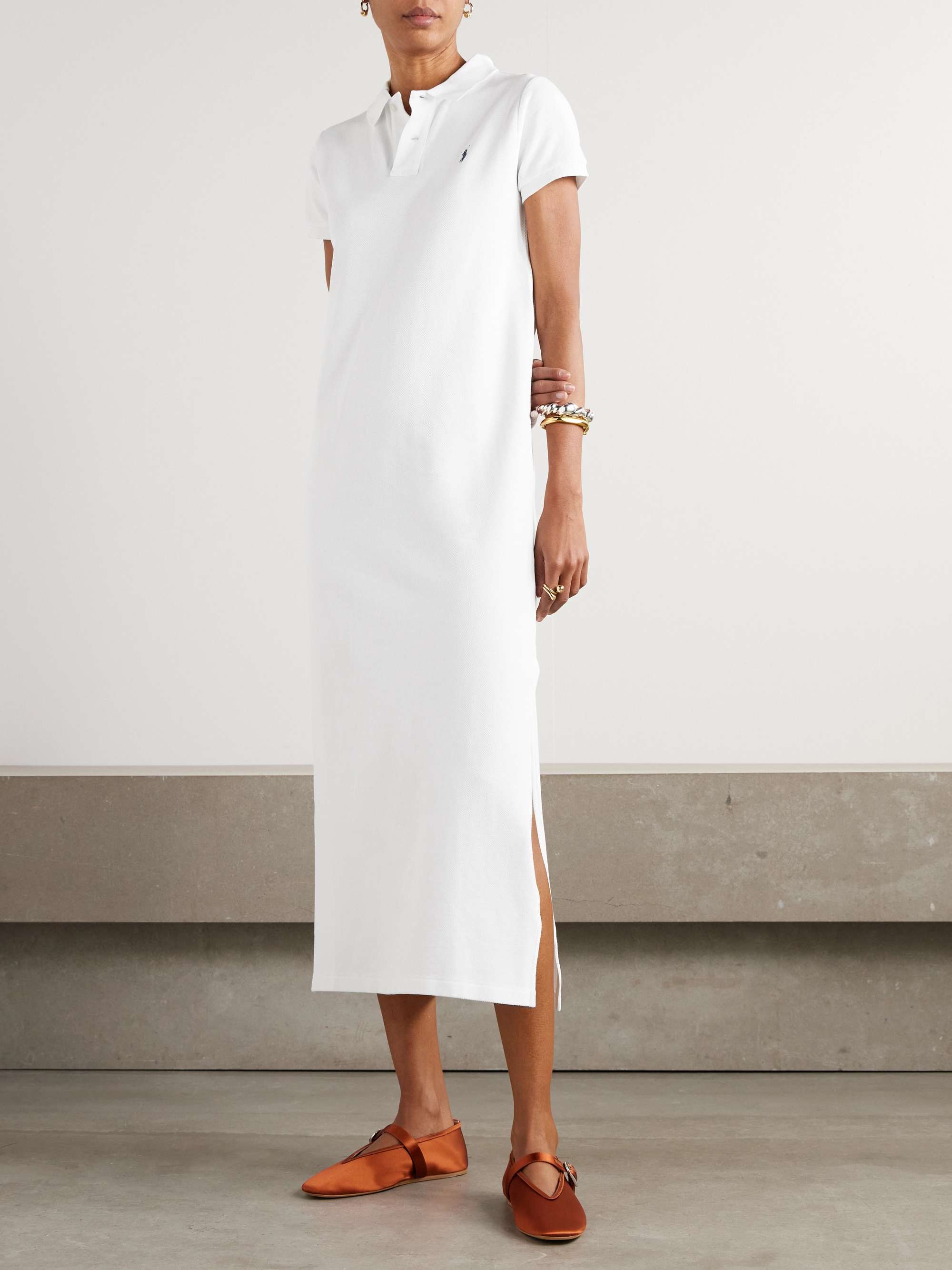 Embroidered cotton-piqué maxi dress view