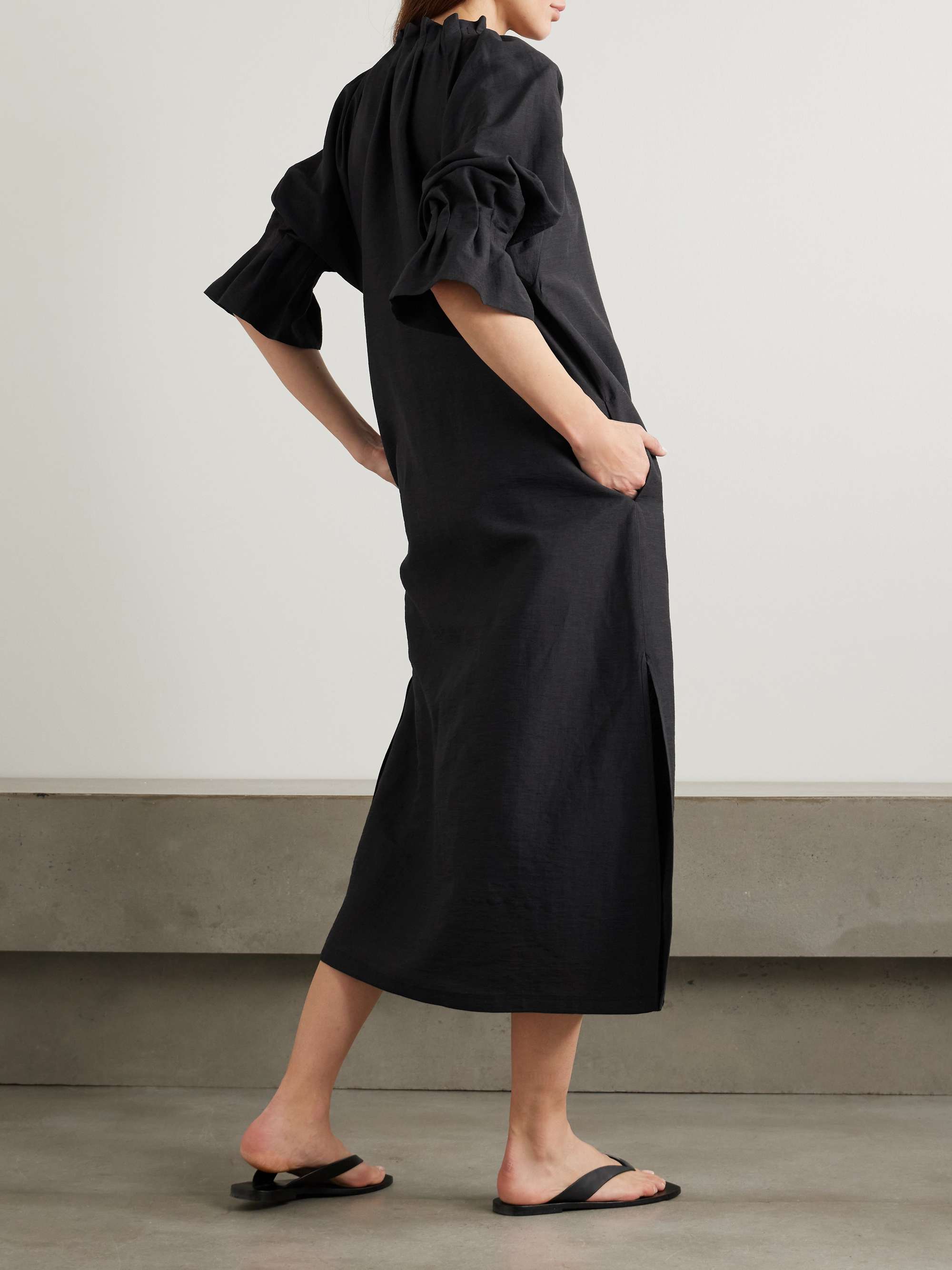 Jene tie-detailed ruffled woven midi dress view