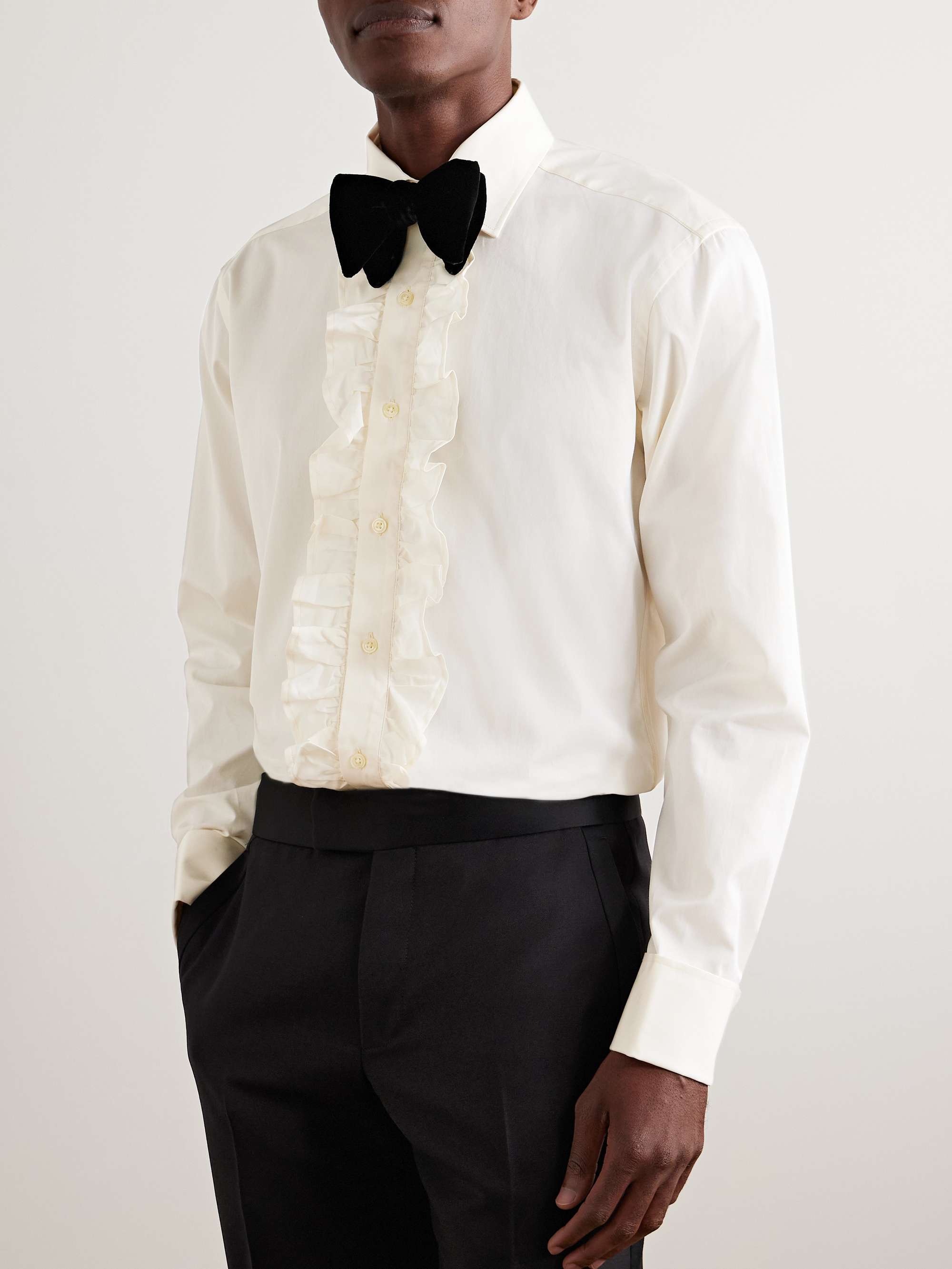 Ruffled Cotton-Poplin Shirt view