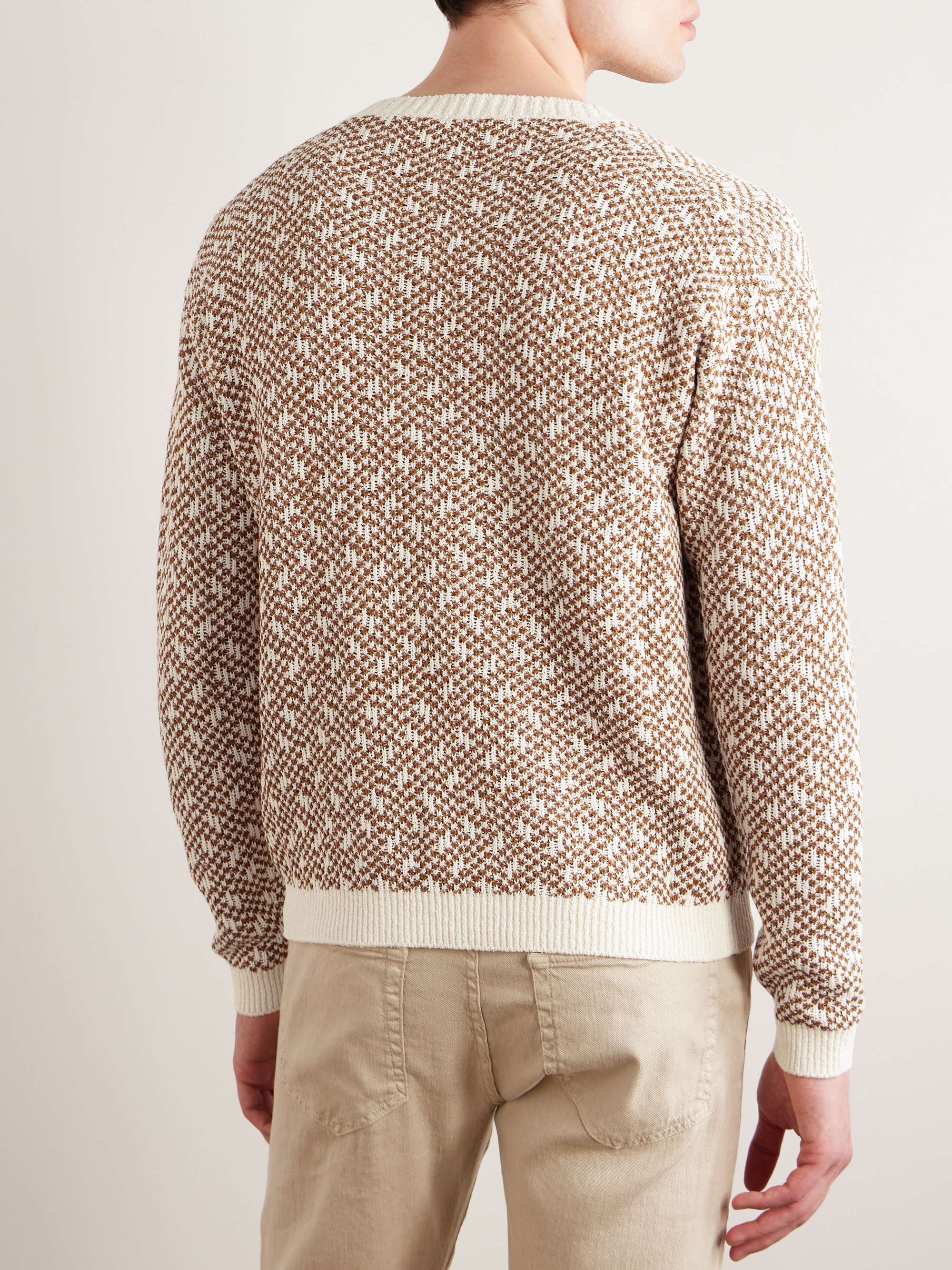 Jacquard-Knit Linen-Bouclé Sweater view