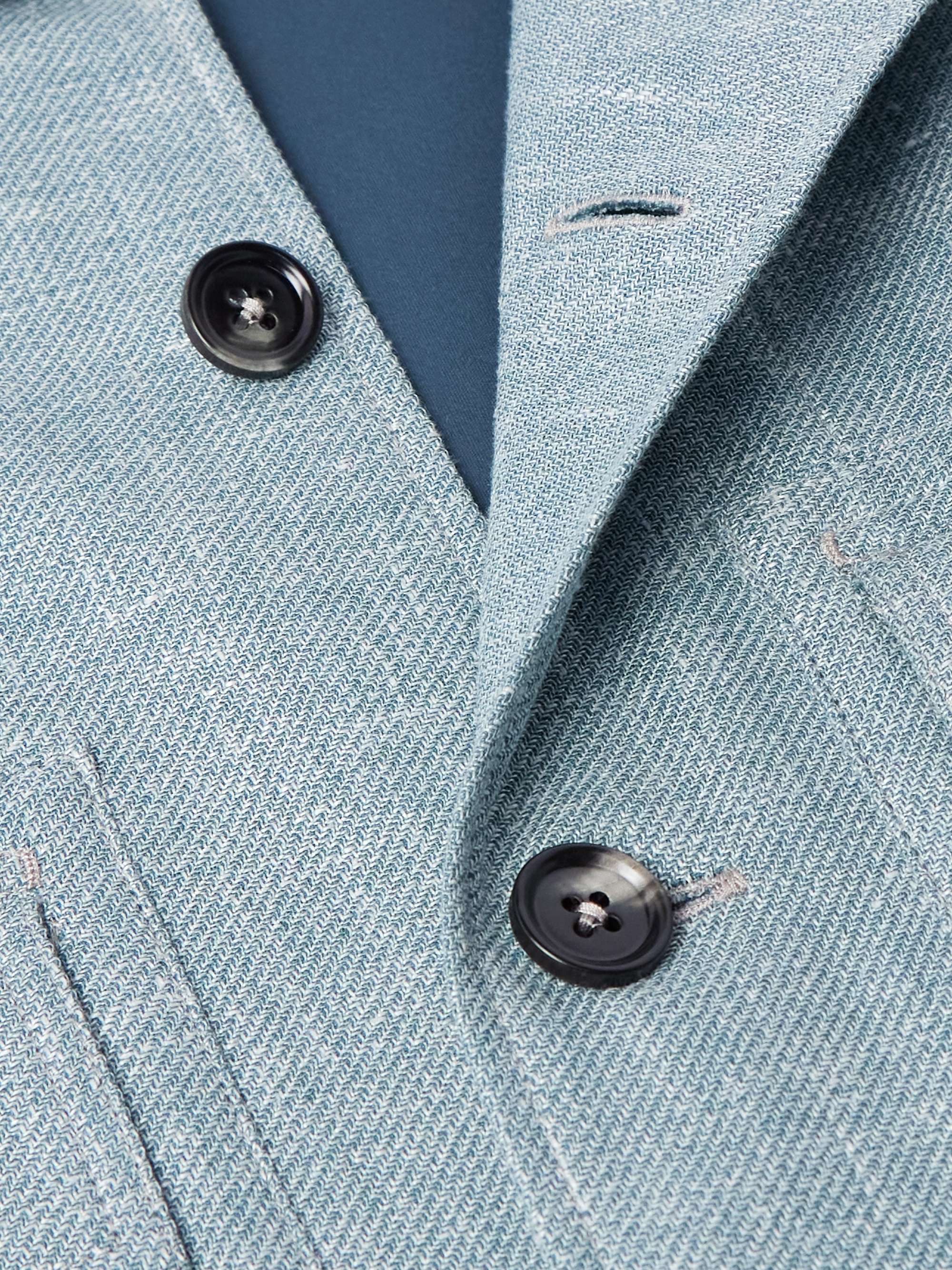 Leather-Trimmed Woven Overshirt view