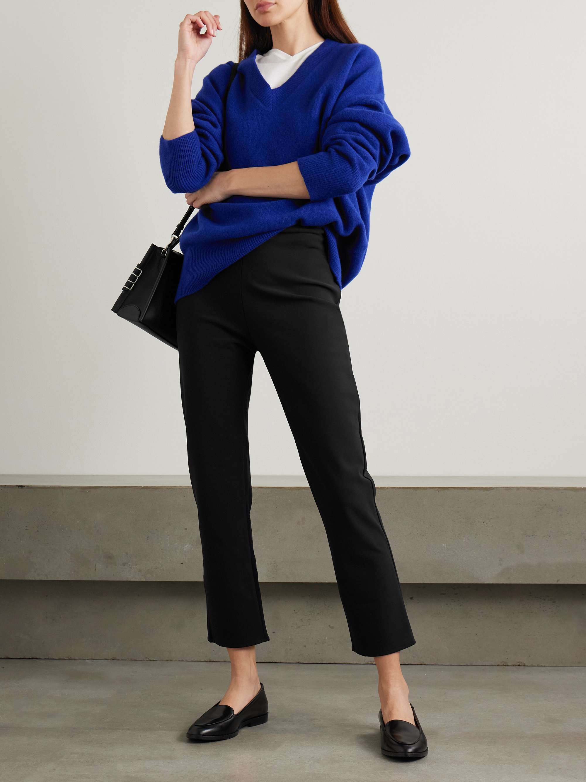 Cropped stretch recycled-scuba tapered pants view