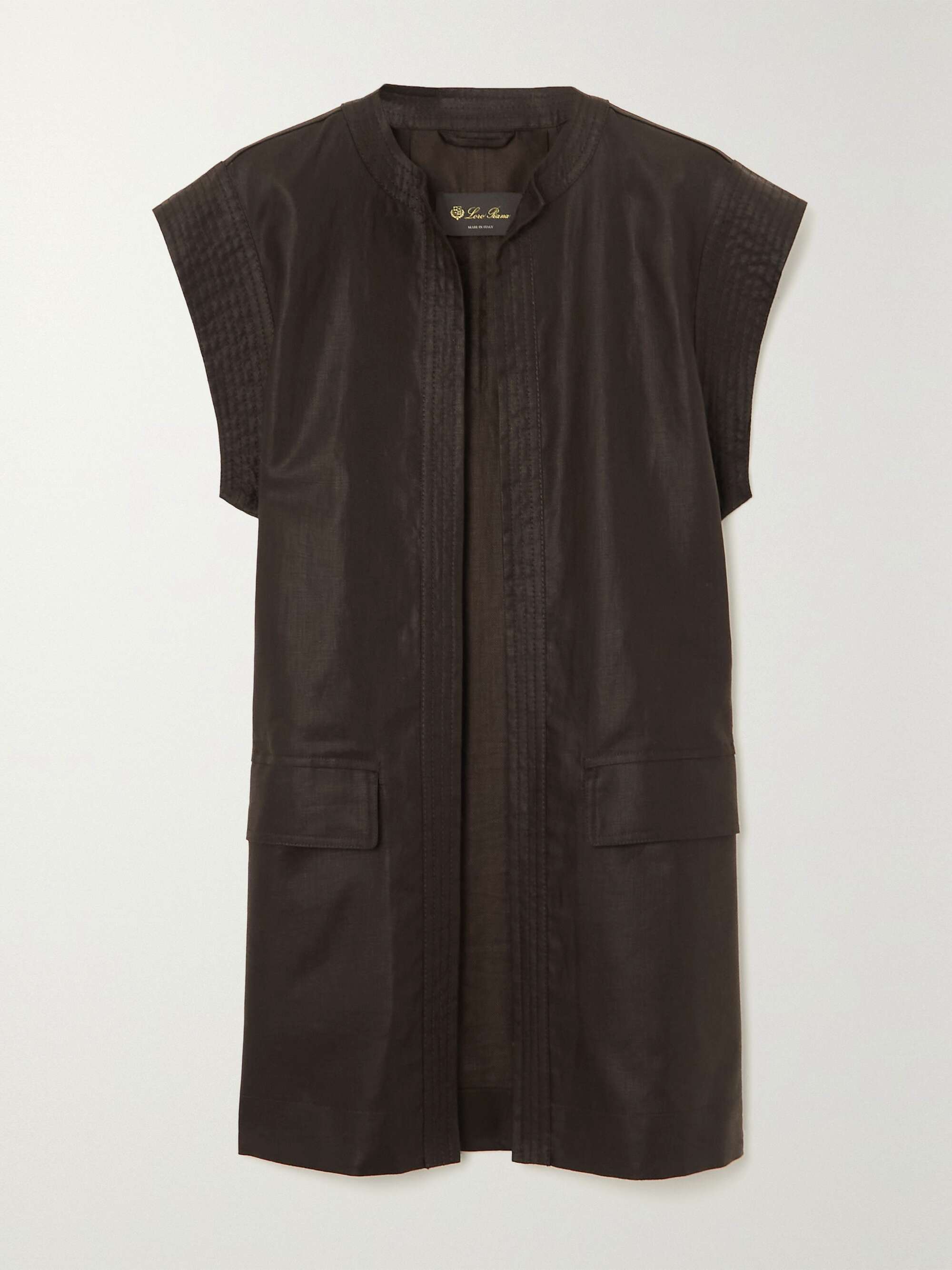 Coated linen-canvas gilet view