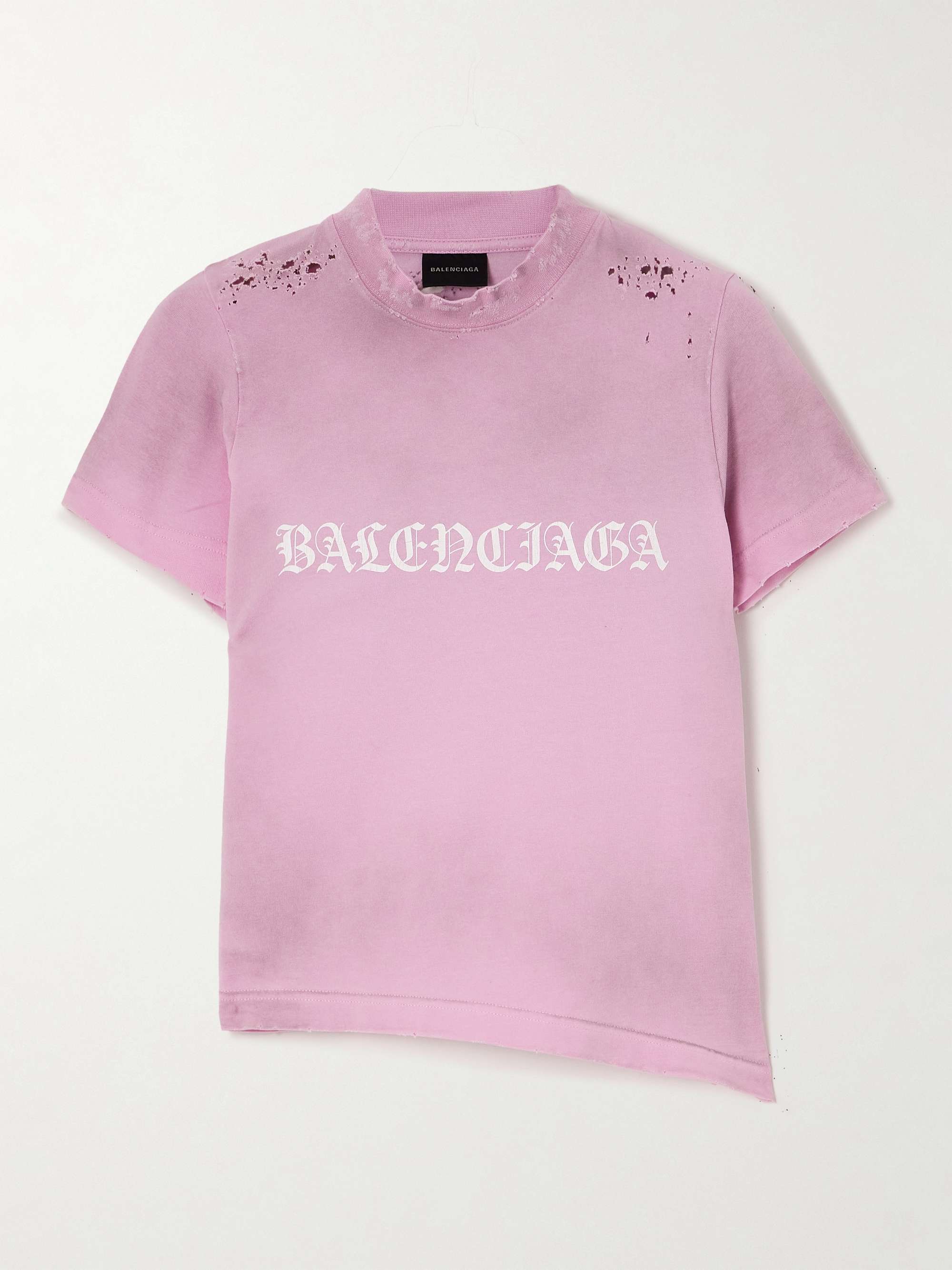 Cropped distressed logo-print stretch-cotton jersey T-shirt view