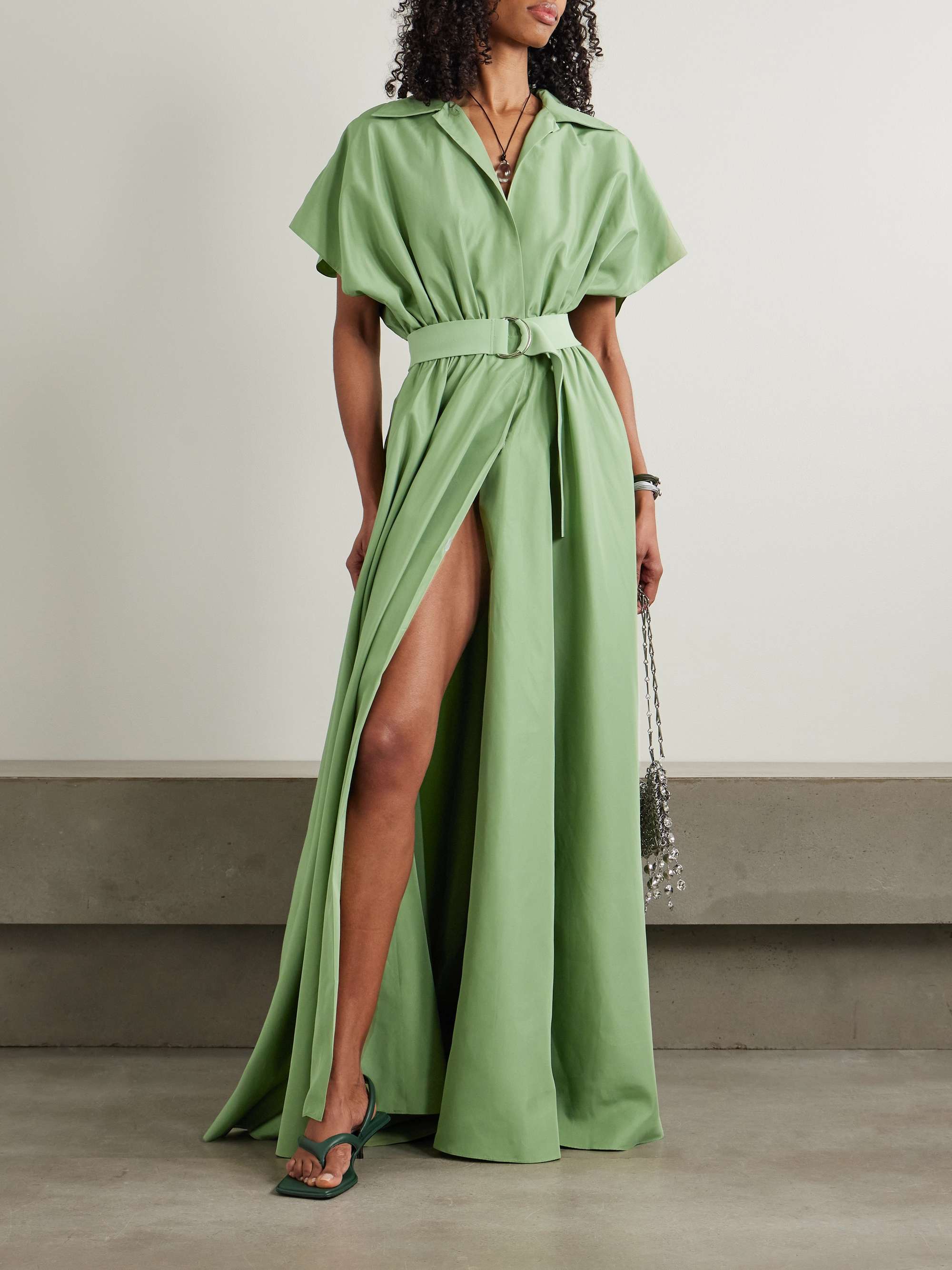 Super belted habotai maxi dress view