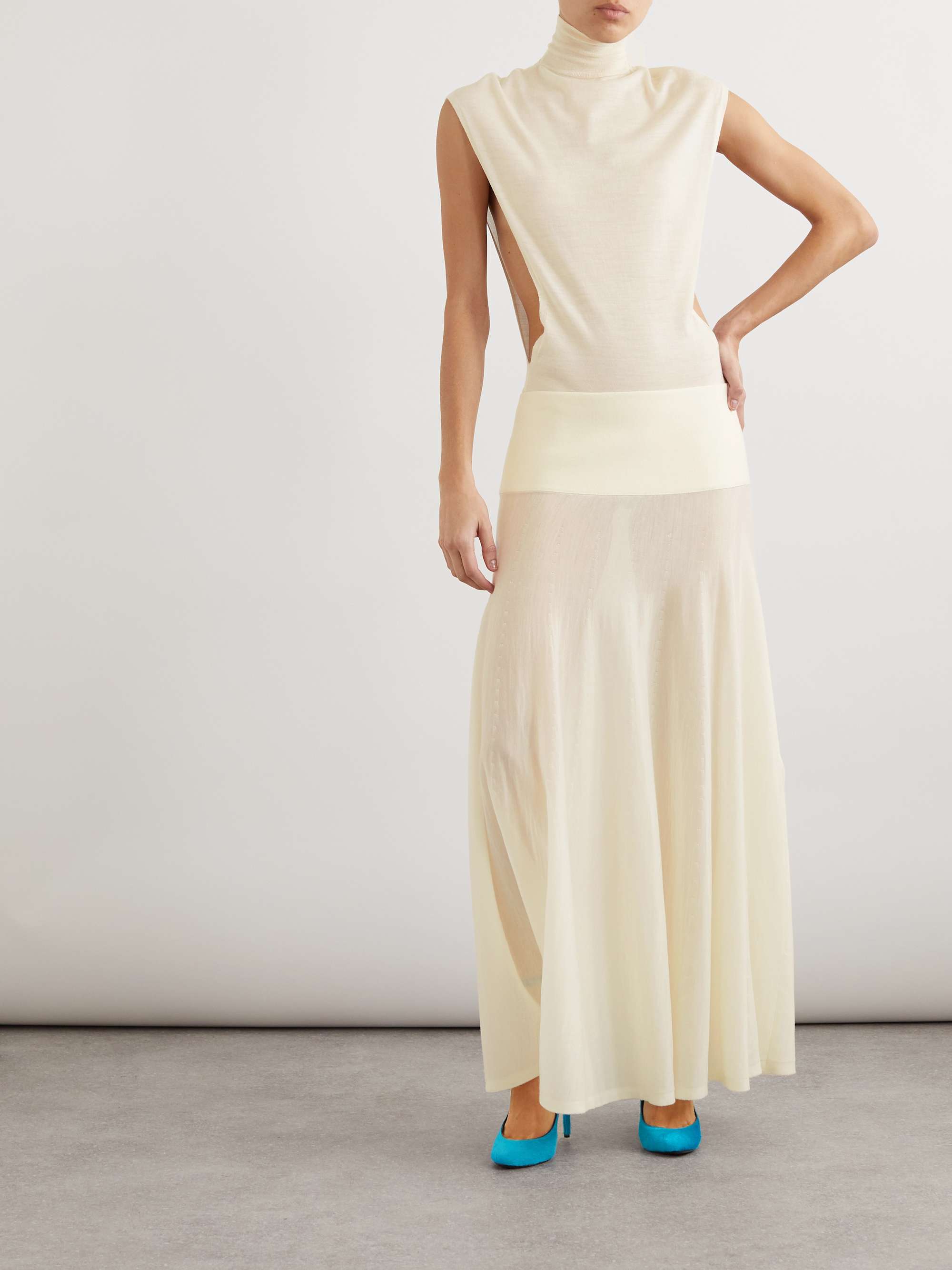 Pleated wool maxi skirt view