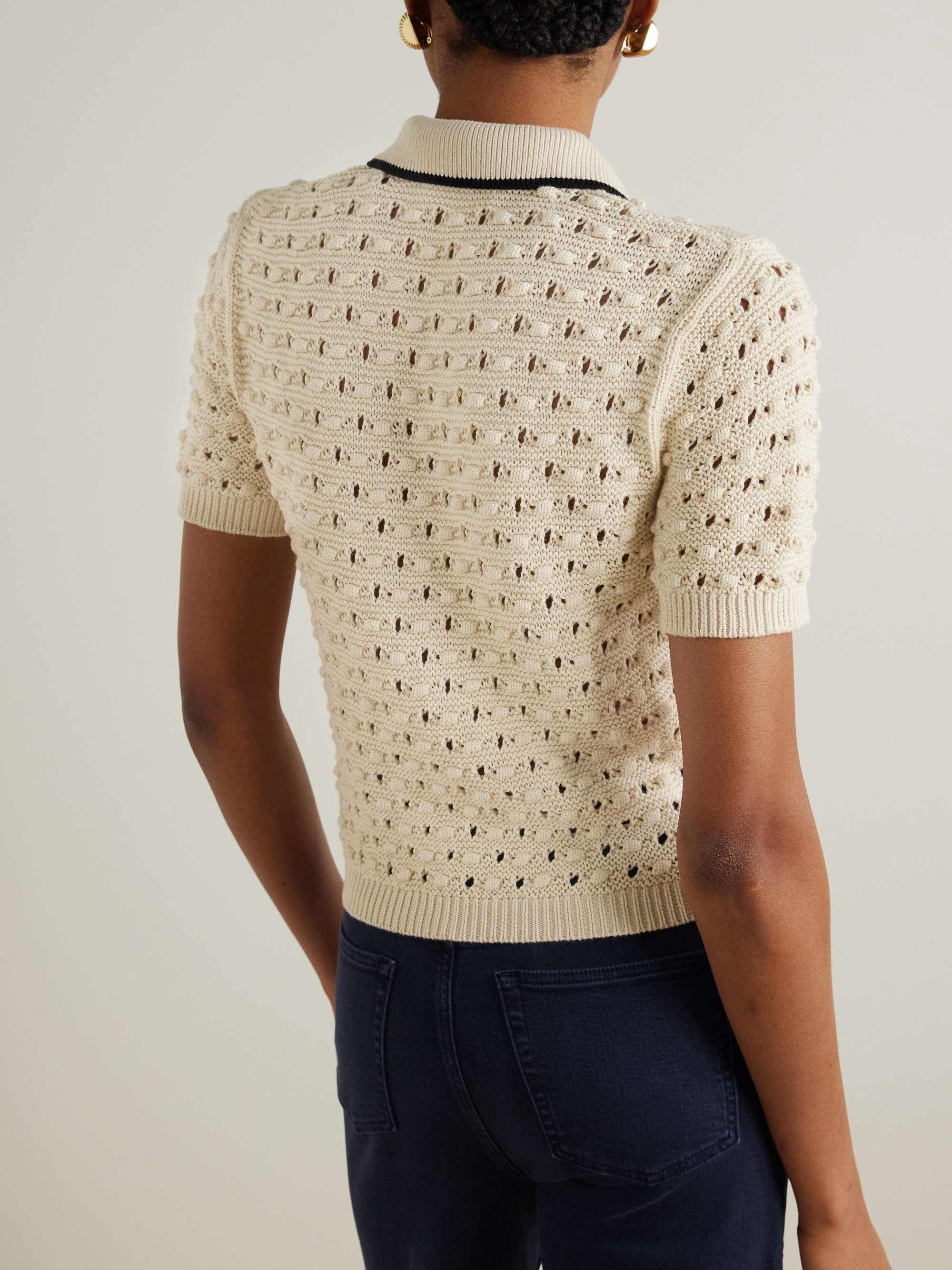 The Bauble pointelle-knit cotton polo shirt view