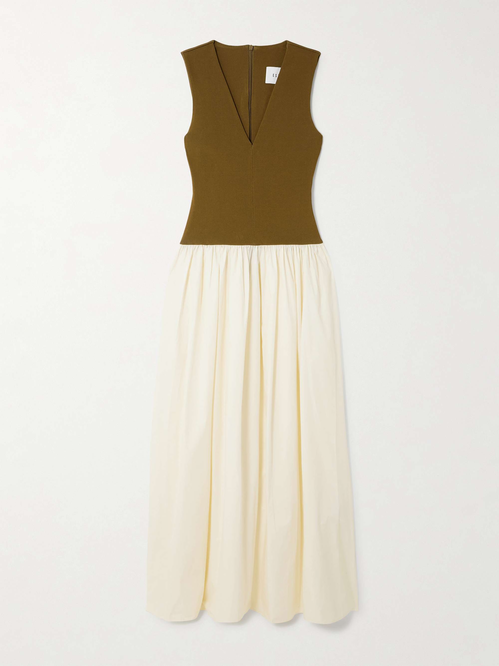 Stretch-knit and silk-crepe maxi dress view